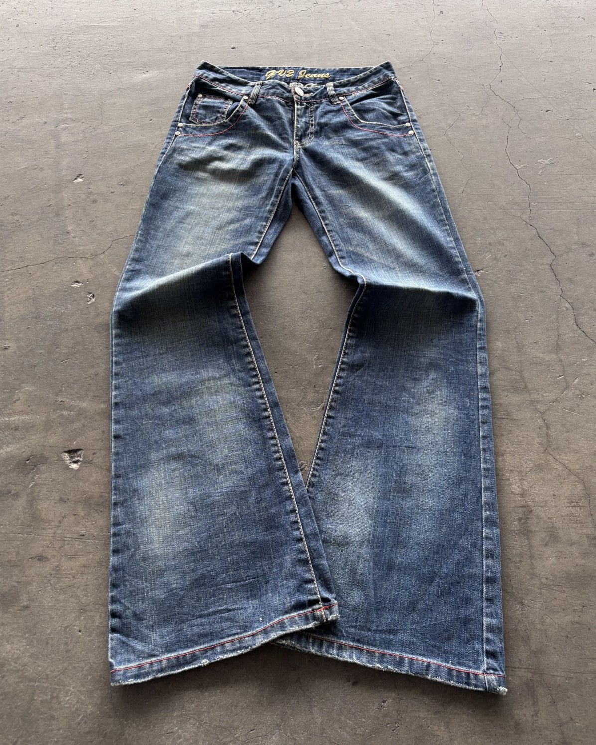 14th Addiction × Japanese Brand × KMRii Gv2 Jeans Mud Wash Blue Flared Denim Jeans Size US 30 / EU 46 - 1 Thumbnail