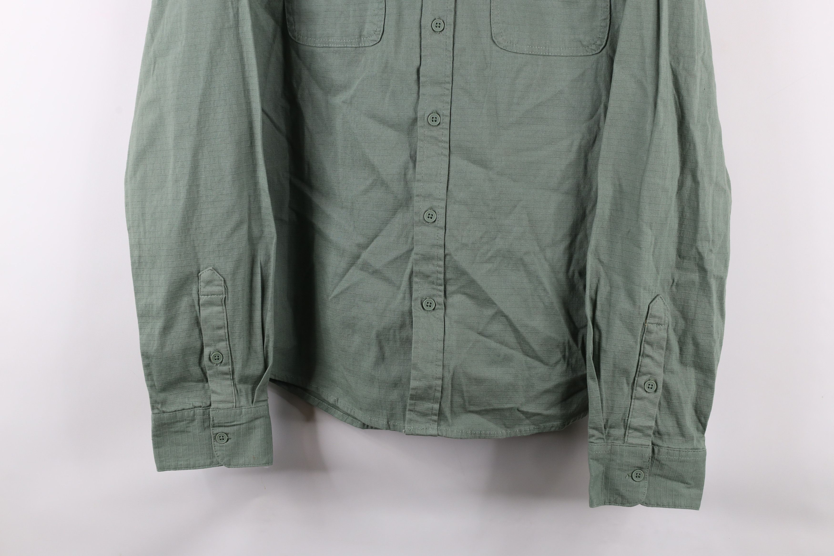 Vintage Onia Ripstop Collared Button Shirt Green Cotton Size US L / EU 52-54 / 3 - 3 Thumbnail