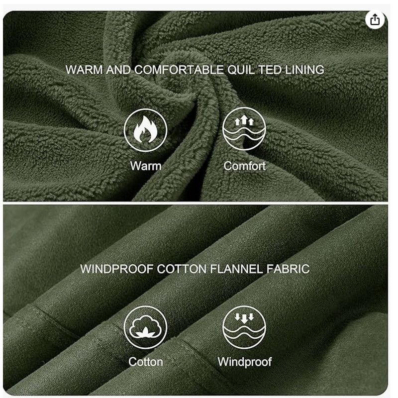 The Unbranded Brand Mens Army Green Sherpa Lined Jacket Lapel CottonEXTRALARGE Size US XL / EU 56 / 4 - 5 Thumbnail