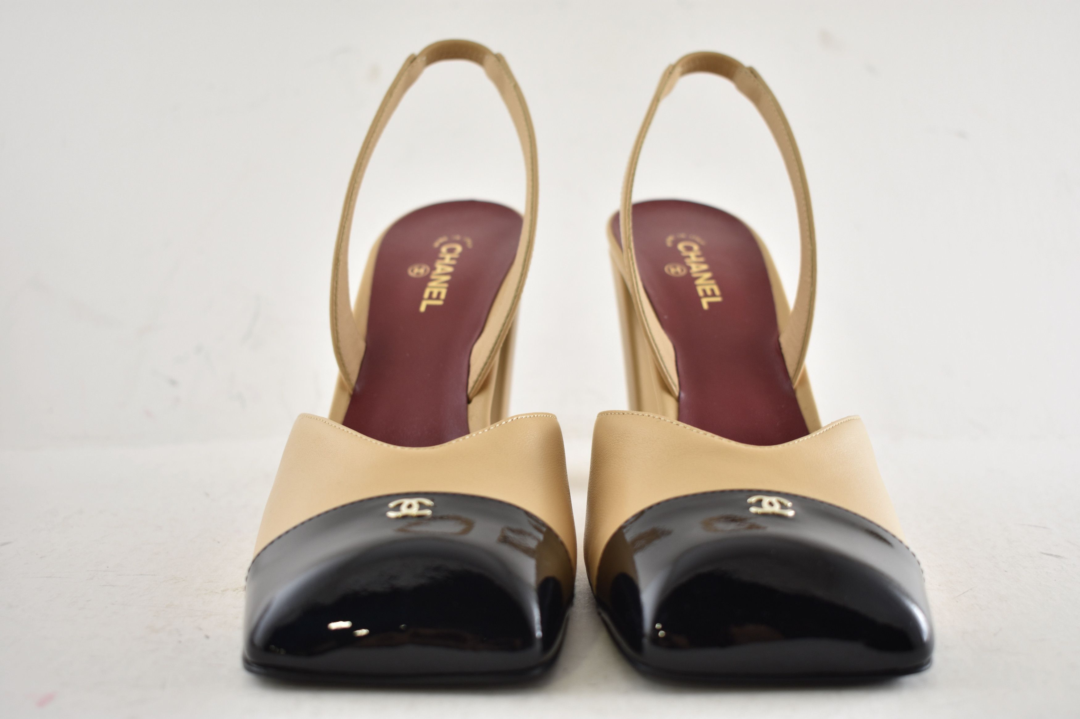Chanel 26S Blazy Black Square Toe CC Slingback Block Heel Pump 38 Size US 8 / IT 38 - 8 Thumbnail
