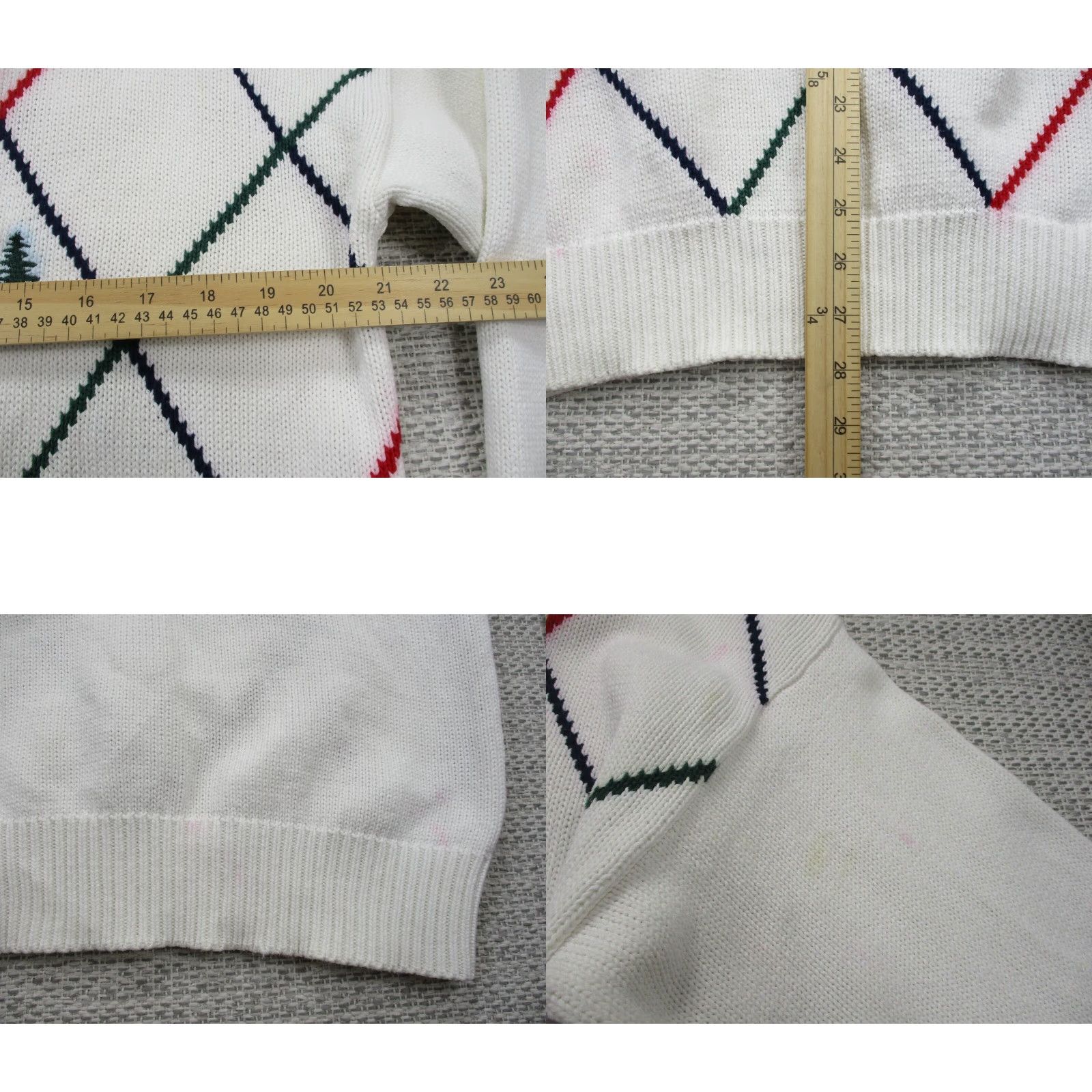 Etro VTG 90s John Ashford Golf Sweater Mens Regular Medium White Argyle Knit Pullover Crew Neck All Seasons Heavyweight ZIP? Size US M / EU 48-50 / 2 - 8 Thumbnail