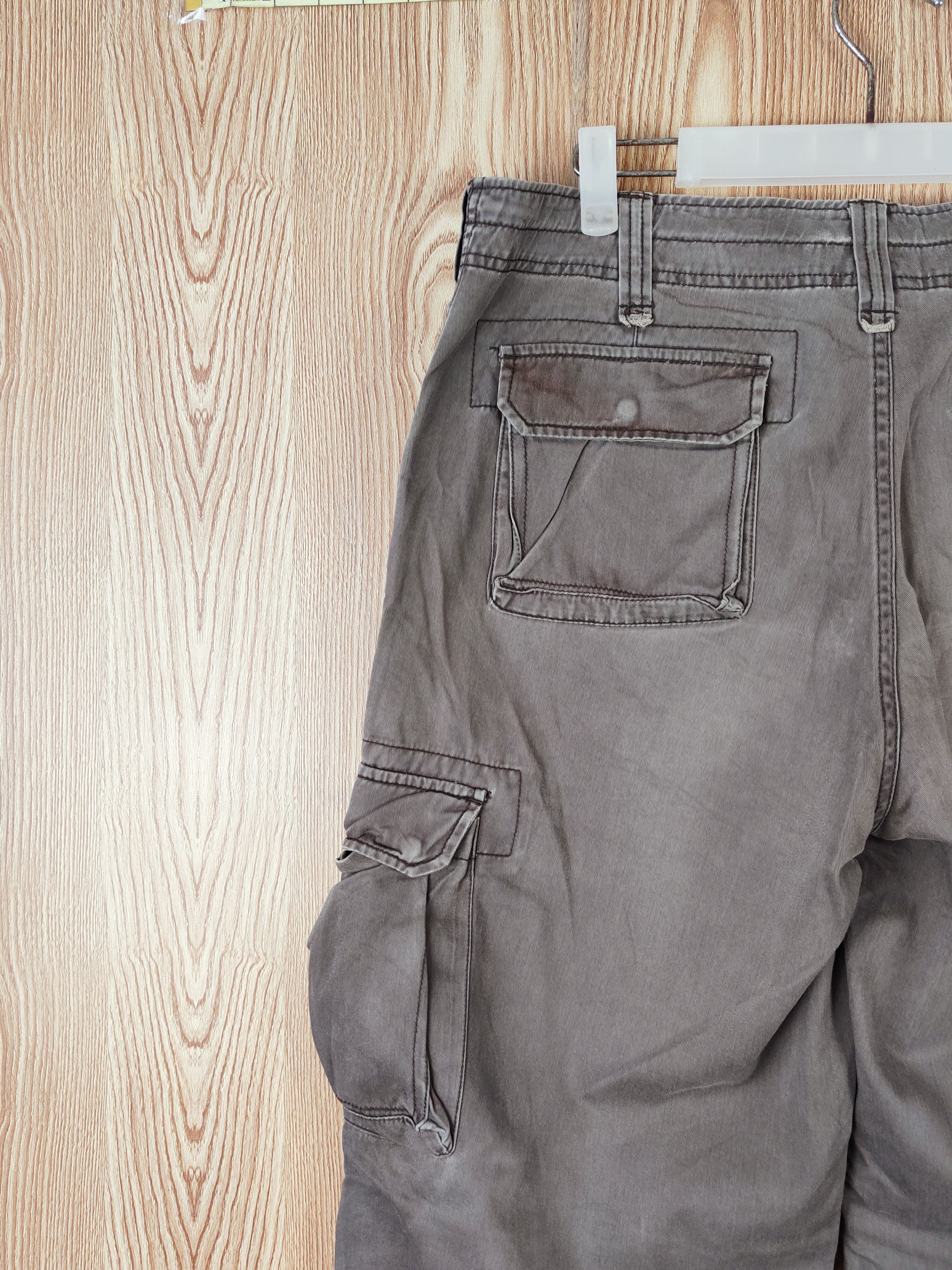 Japanese Brand Plusmore Dark Brown Faded Multipocket Cargo Pants #w444 Size US 33 - 9 Thumbnail