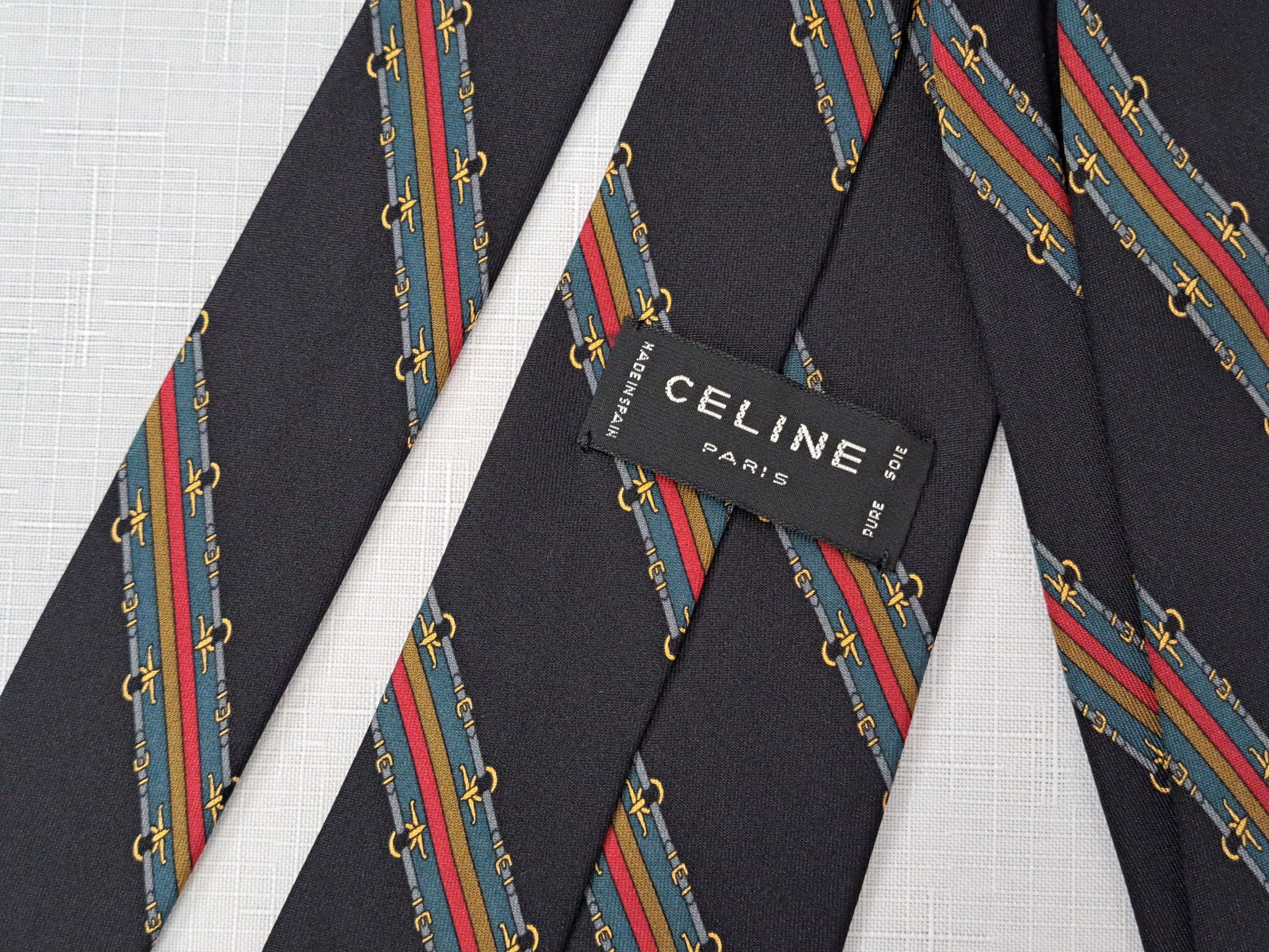 Celine × Vintage CELINE vintage silk tie. Made in Spain. Size ONE SIZE - 1 Thumbnail