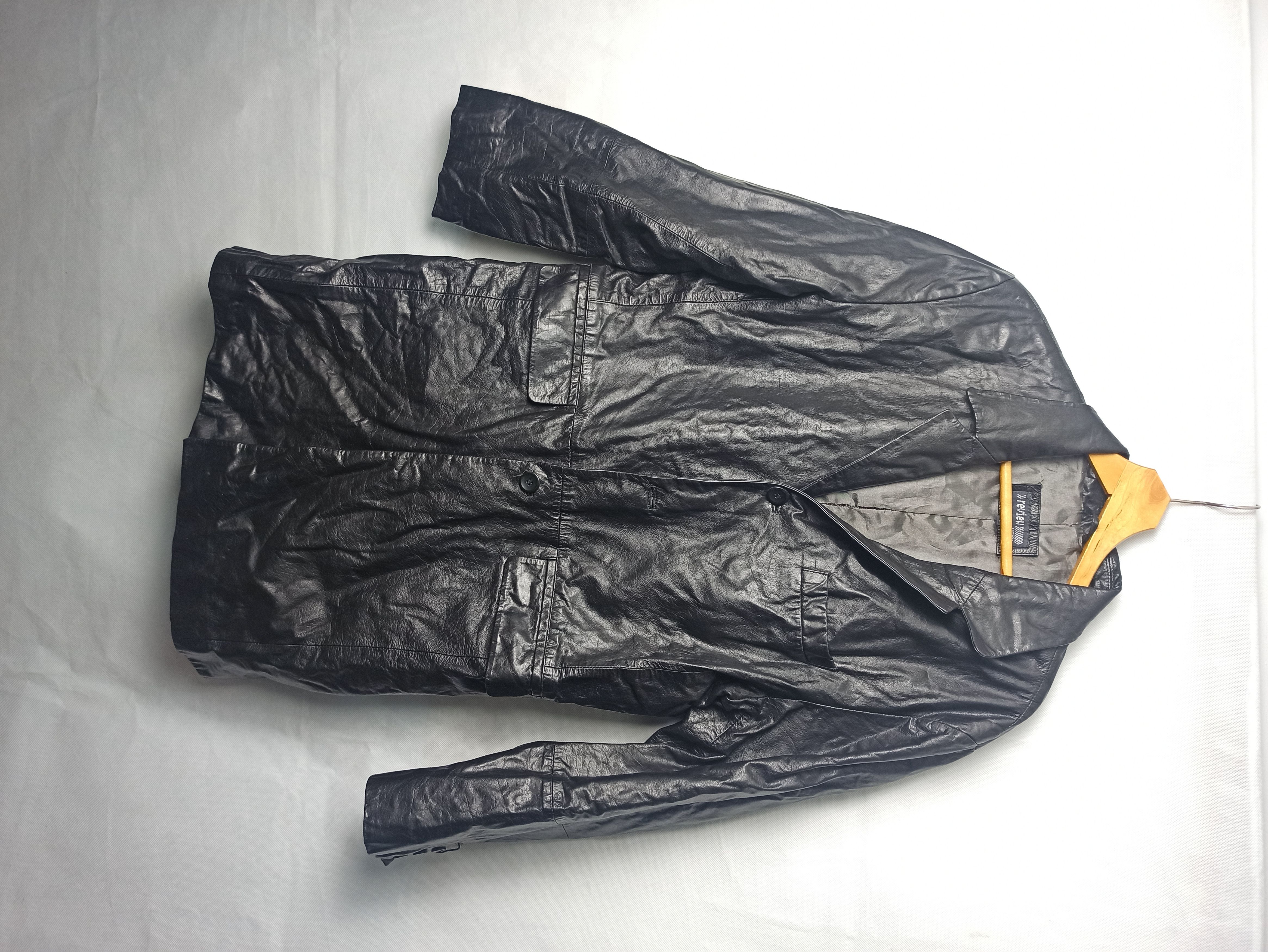image of Genuine Leather x Leather Jacket Vintage 90's Leather Coat Long Jacket Review in Black (Size Large)