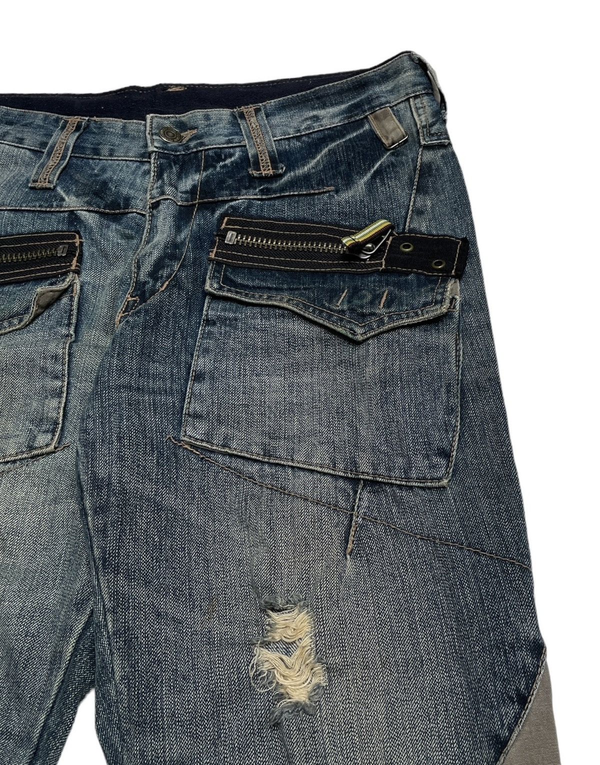 14th Addiction × Le Grande Bleu (L.G.B.) × PPFM Rare Design Vintage Brand PPFM Tactical Jeans 1990s Size US 31 - 4 Thumbnail