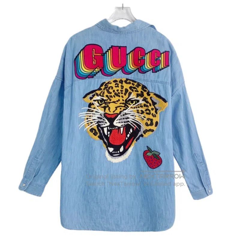 Gucci Gucci Blue rainbow logo leopard heavy industry embroidery Size XS / US 0-2 / IT 36-38 - 2 Thumbnail
