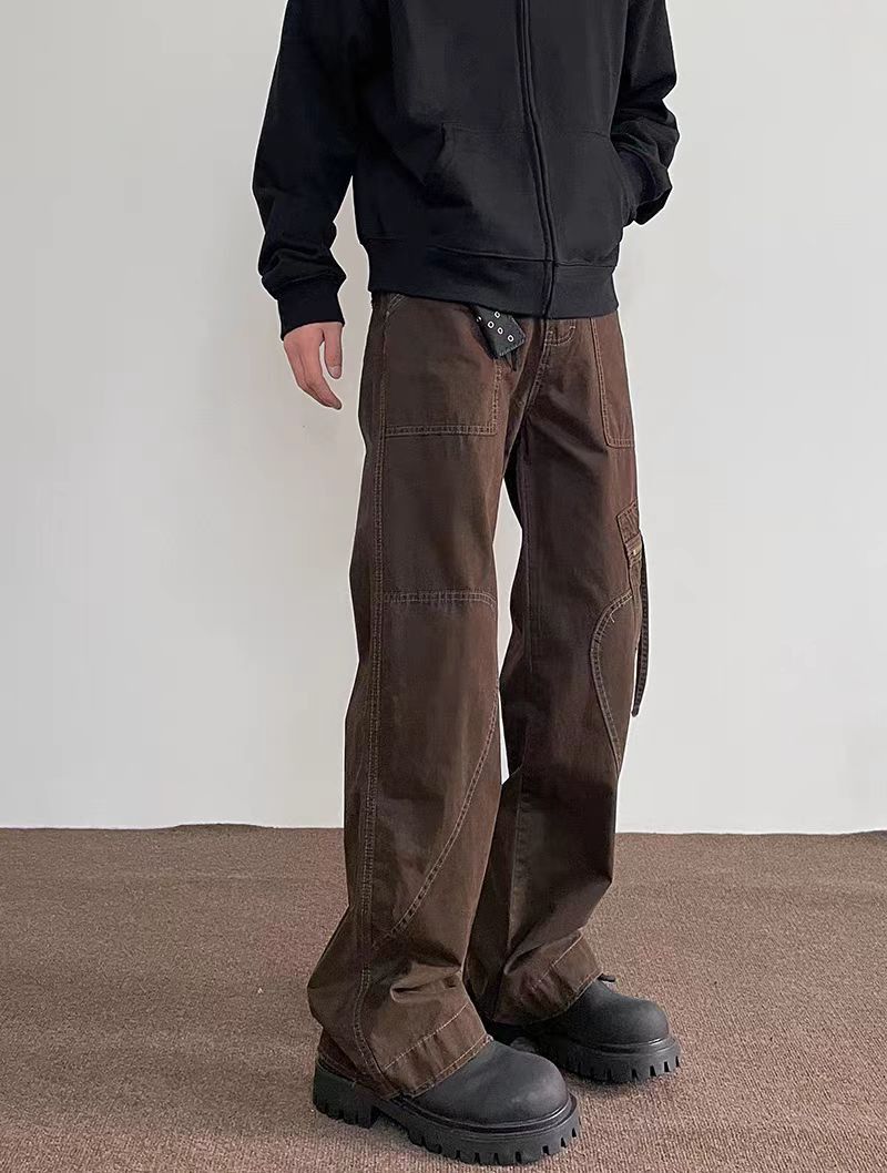 Retro distressed deconstructed cargo trousers