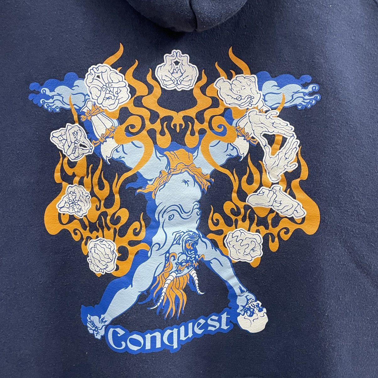 Japanese Brand × Vintage 🔥🇯🇵Vintage Conquest Big Devil Fire Pullover Oversize Hoodie Size US XL / EU 56 / 4 - 6 Thumbnail