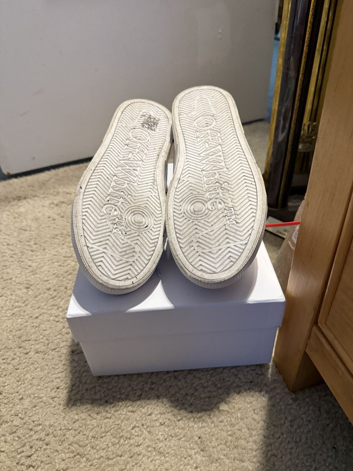 Off-White OFF WHITE - White & Taupe Vulcanized Leather Sneaker Size US 11 / EU 44 - 5 Thumbnail