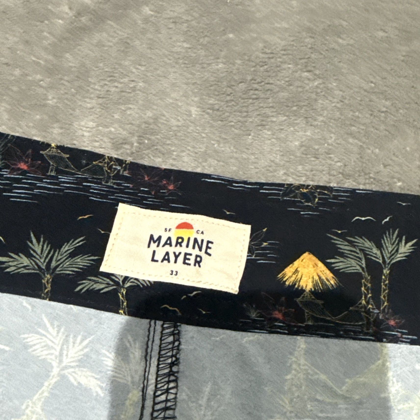 Marine Layer Marine Layer Simmons Board Short Mens 33 Blue Palm Tree Tropical Print Trunks Size US 33 - 3 Thumbnail