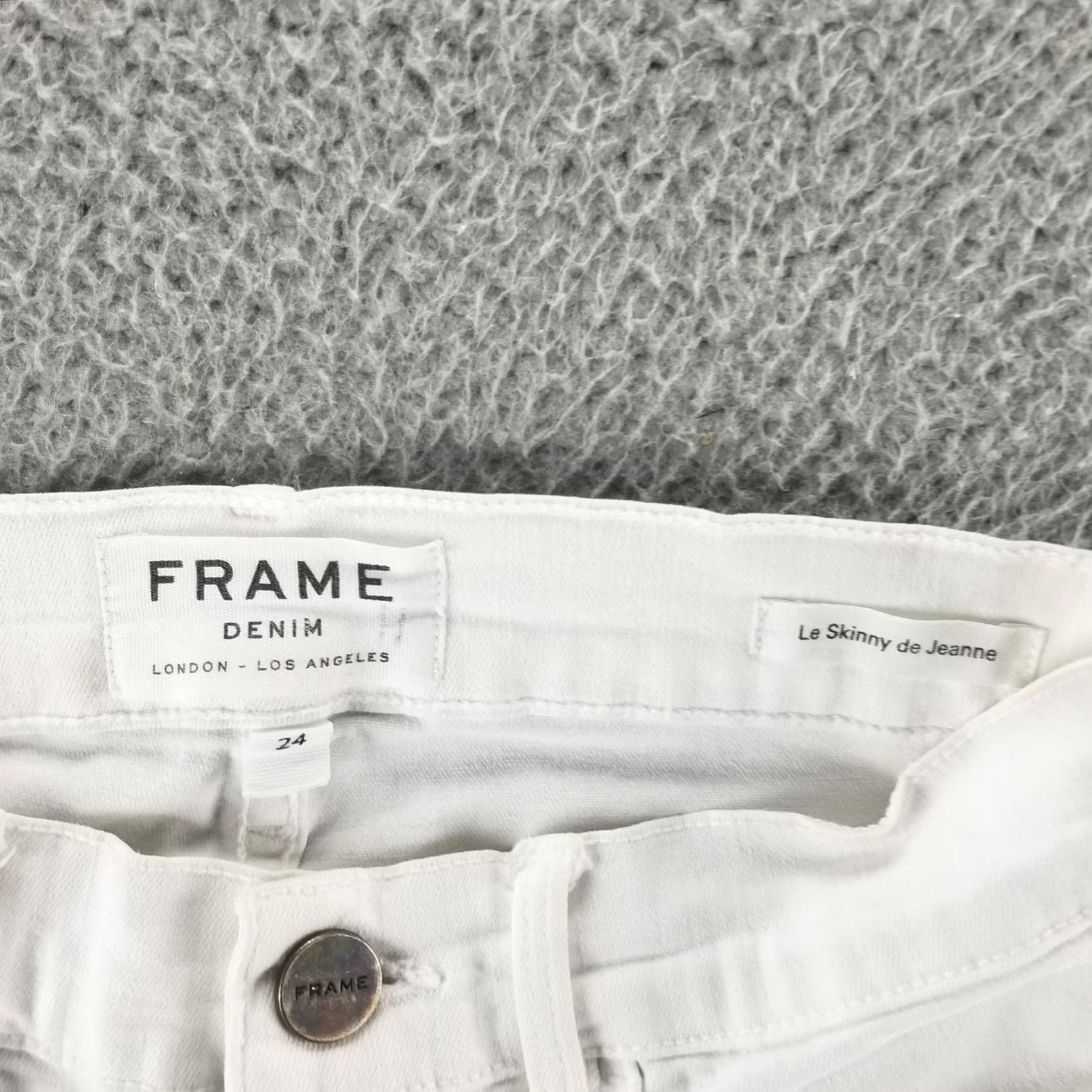 Frame FRAME Le Skinny De Jeanne Jeans - Women 24 White Denim Stretch Distressed Slim Cropped 27in Inseam Size 42" / US 20 - 3 Thumbnail