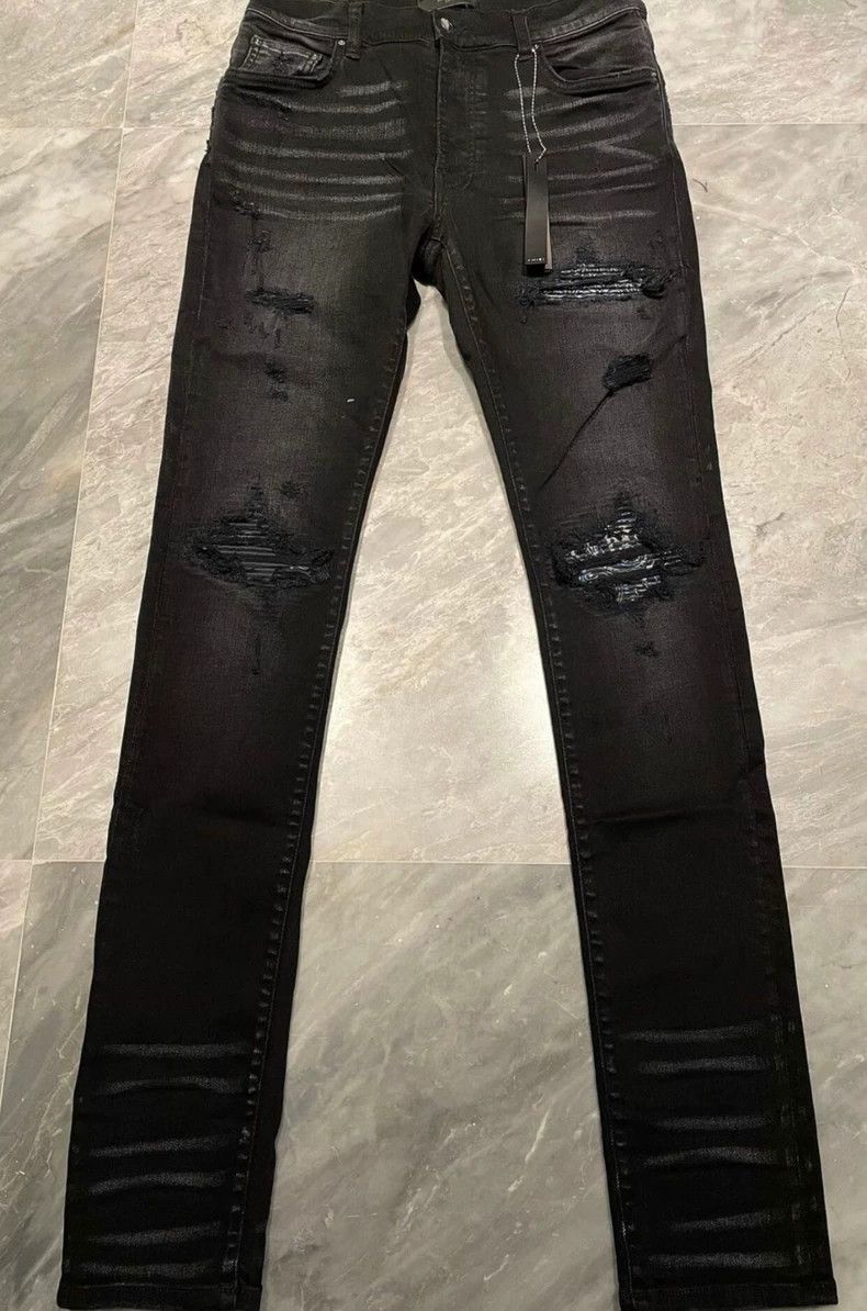 Amiri Amiri Paisley Patchwork Black Denim Jeans - dmc Size US 31 - 1 Thumbnail