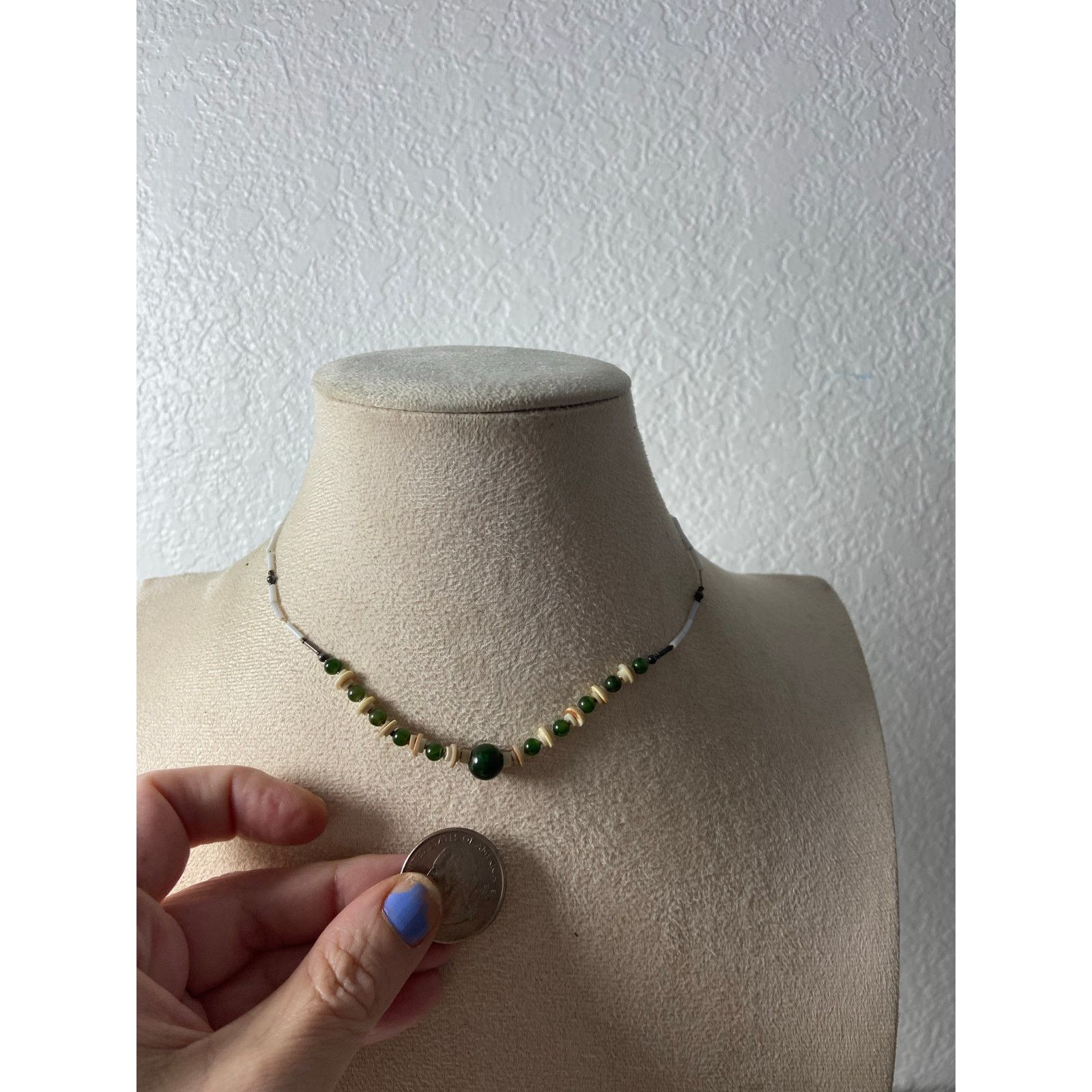 Handmade Jasper & Shell Choker Necklace - Boho Y2K Style Size ONE SIZE - 2 Thumbnail