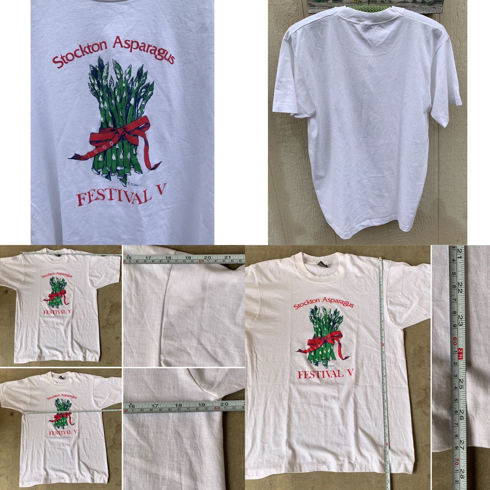 Vintage VINTAGE Stockton Asparagus Festival V T-Shirt L Made In USA White Size US L / EU 52-54 / 3 - 8 Thumbnail