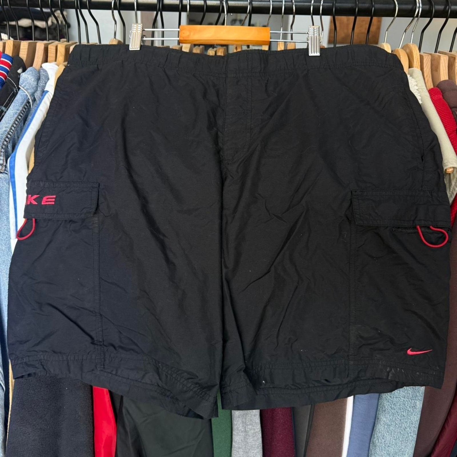 Vintage Y2K Nike Cargo Board Shorts Red Accents and Liner