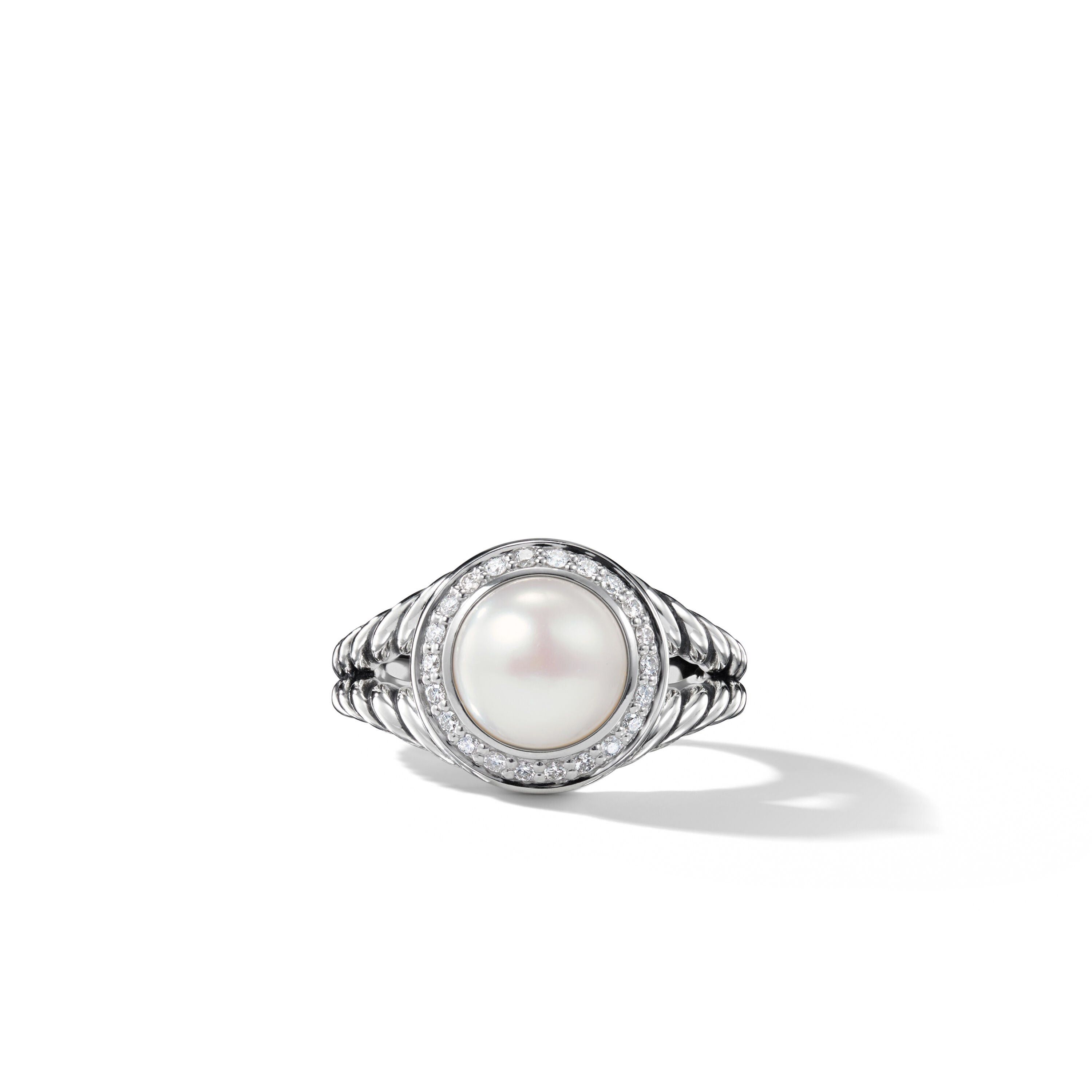 David Yurman o1w1db10325 Ring in Sterling Silver with Pearl and Diamonds Size ONE SIZE - 4 Thumbnail