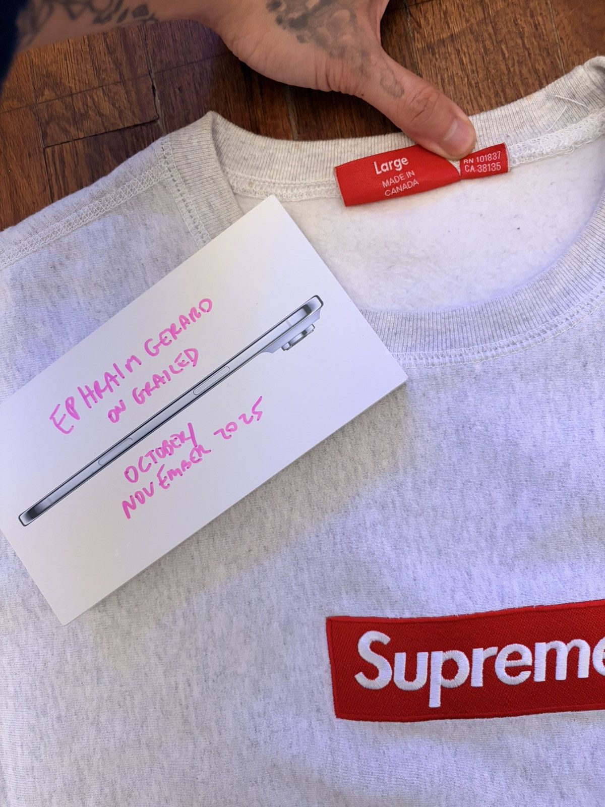 Supreme Supreme Box Logo Crewneck Sweater Bogo Grey Red Large Size US L / EU 52-54 / 3 - 5 Thumbnail