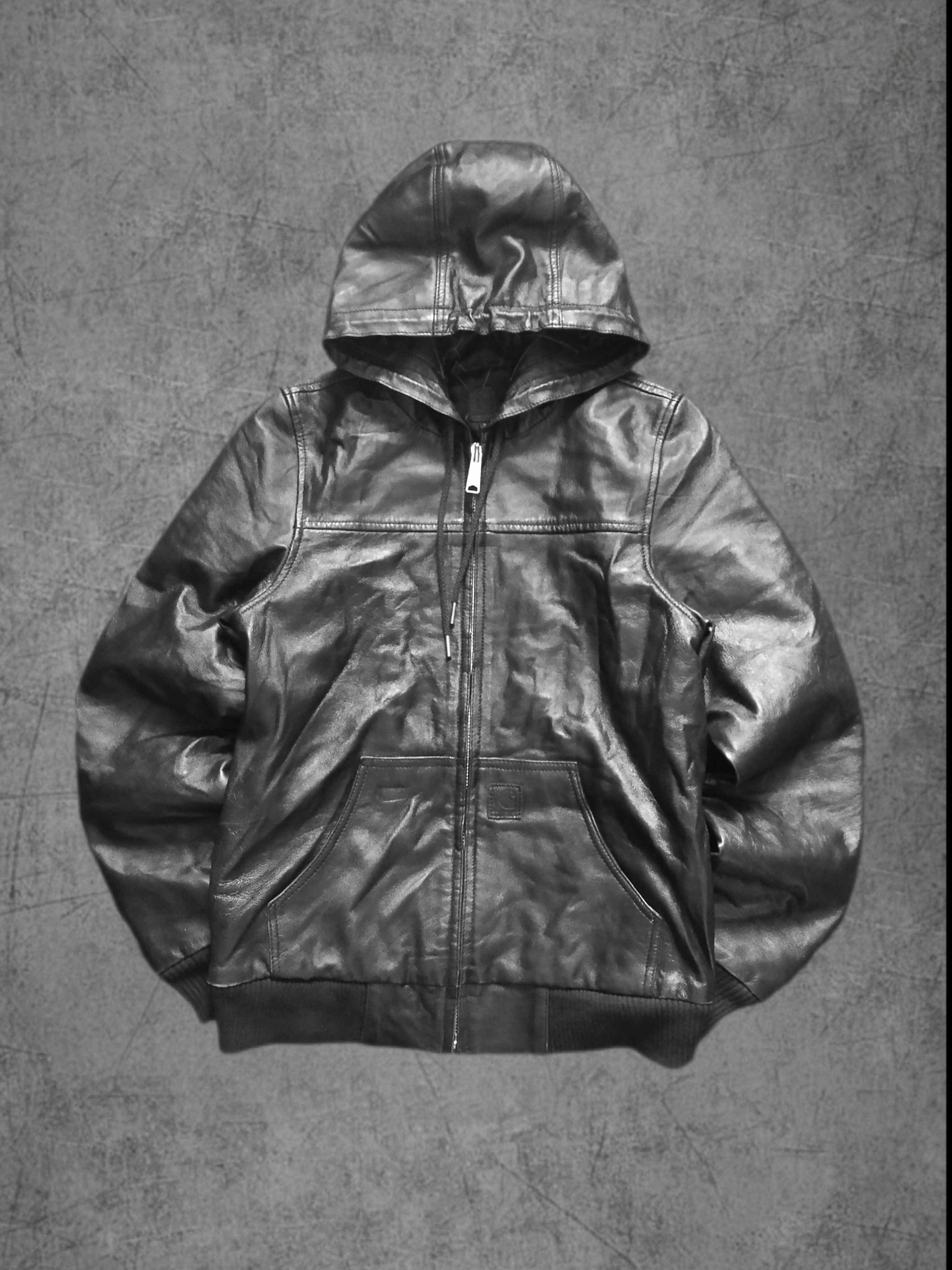 Carhartt Vintage Rare 2008-2009 Carhartt Black Bomber Leather Jacket Size S / US 4 / IT 40 - 1 Thumbnail