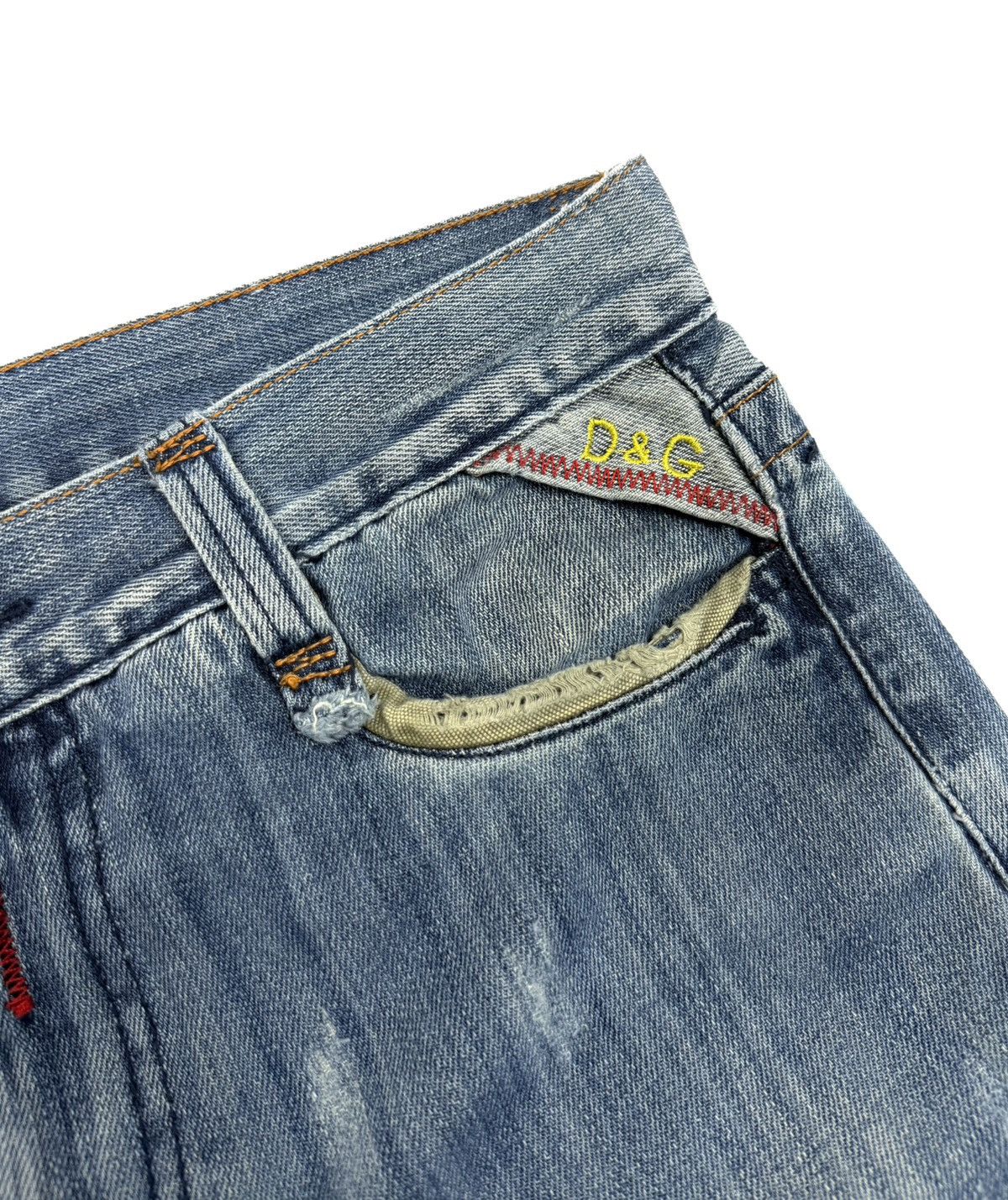 Dolce & Gabbana 00s Dolce & Gabbana Vintage Distressed Logo Jeans Blue Italy Size 34" / US 12 / IT 48 - 11 Thumbnail