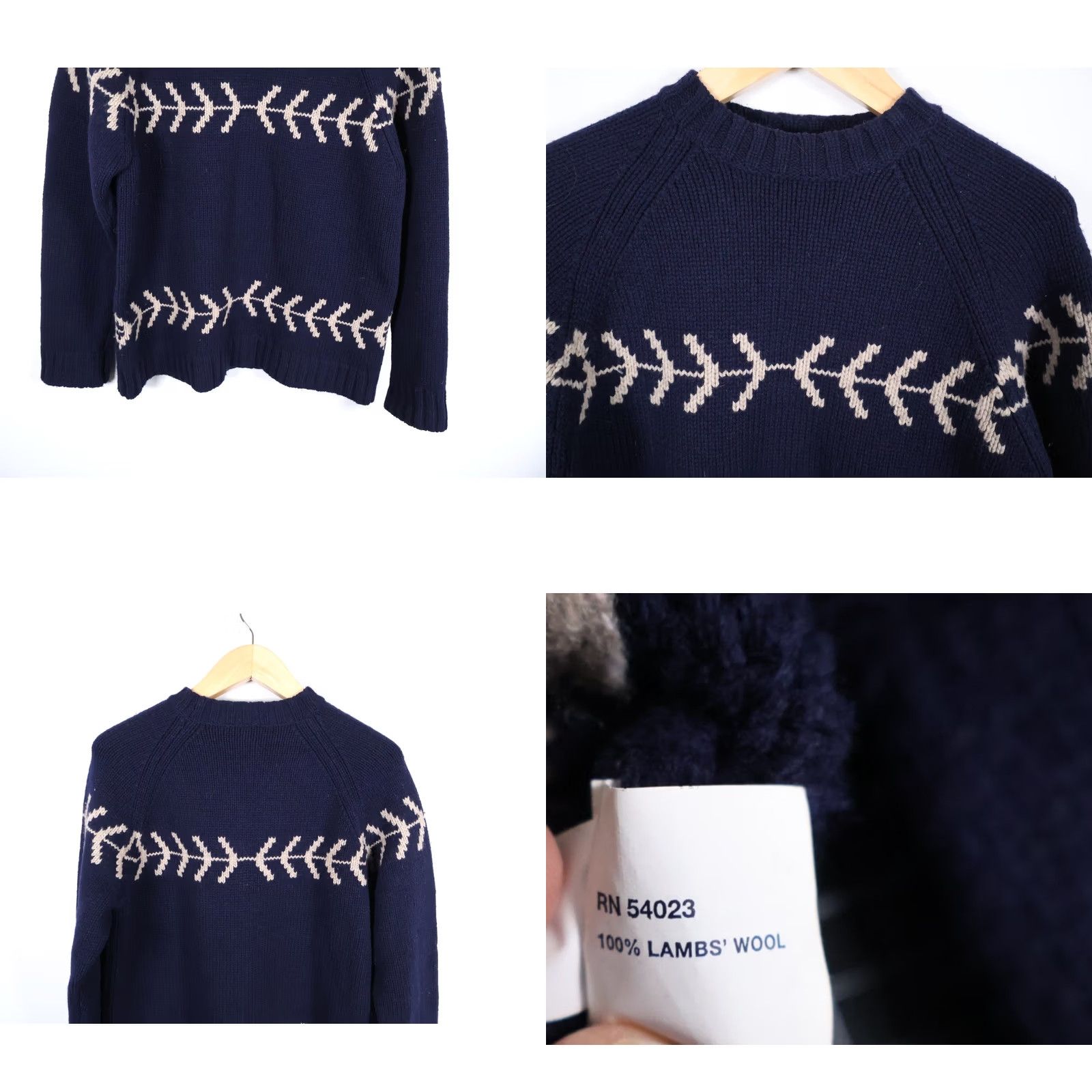 Gap VINTAGE Gap Sweater Mens M Blue VTG Lambs Wool Men Dark Geometric Y2K Tag Size US M / EU 48-50 / 2 - 8 Thumbnail