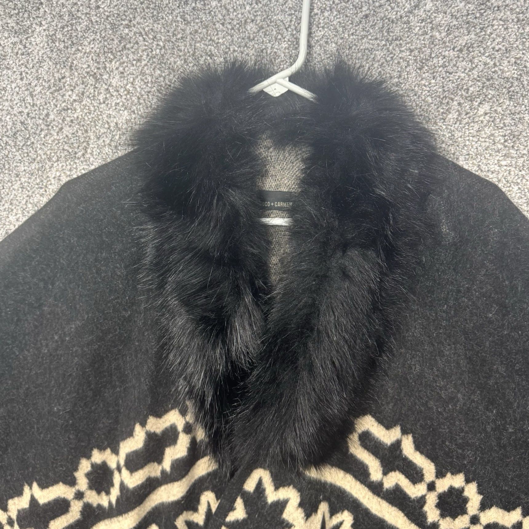 Vintage Coco + Carmen Shawl One Size Faux Fur Collar Indie Boho Layering Lagenlook Cozy Size ONE SIZE - 4 Thumbnail