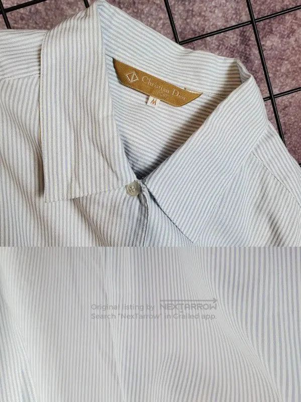 Dior Dior Light Blue Cotton Striped Short Sleeve Shirt . Size US M / EU 48-50 / 2 - 7 Thumbnail