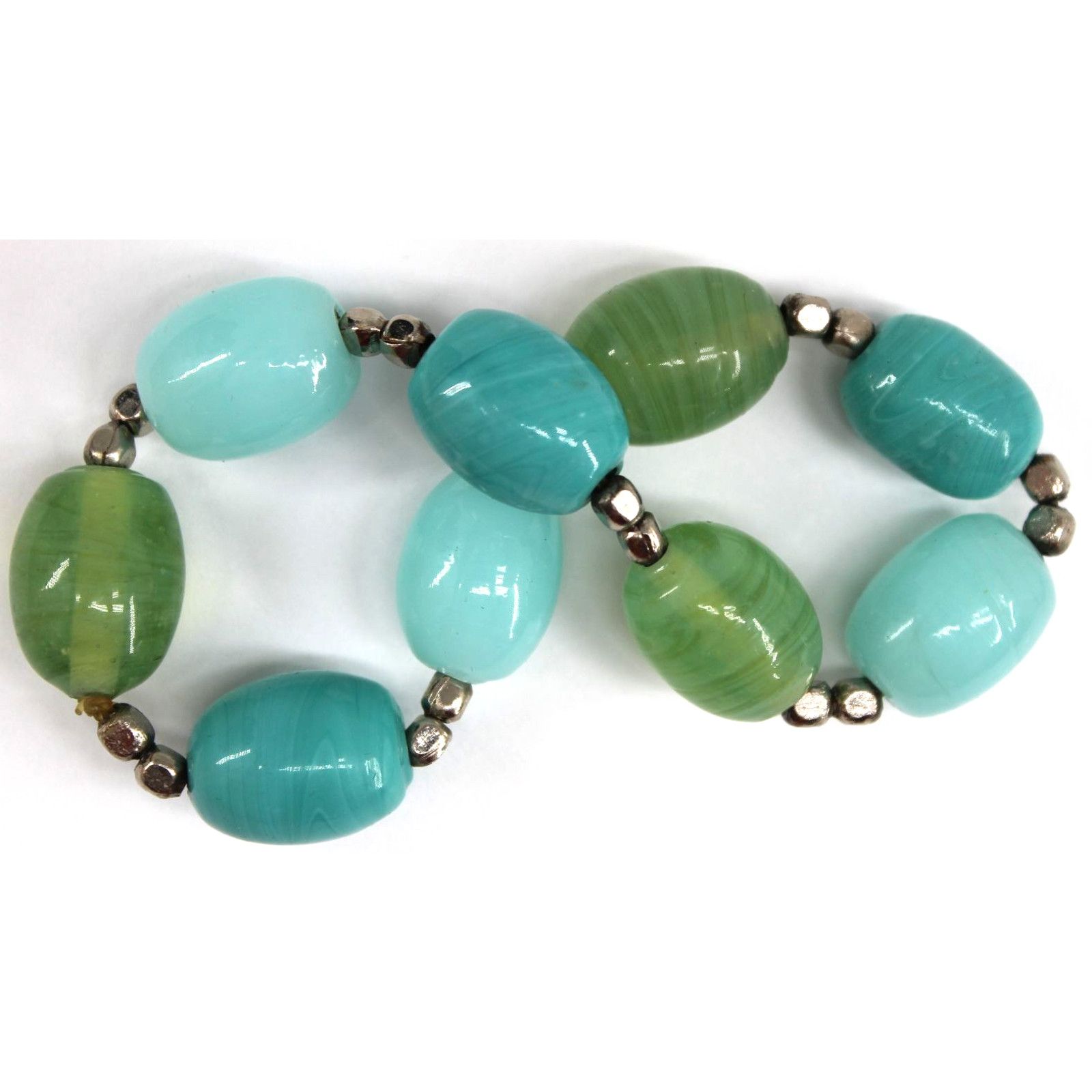 Other 8.25*' Vintage Bracelet Silver Tone Blue & Green Glass Size ONE SIZE - 2 Thumbnail