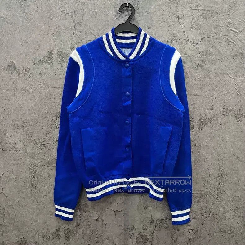 Givenchy Givenchy White and Blue Striped Wool Knit Baseball Jacket Size US S / EU 44-46 / 1 - 2 Thumbnail