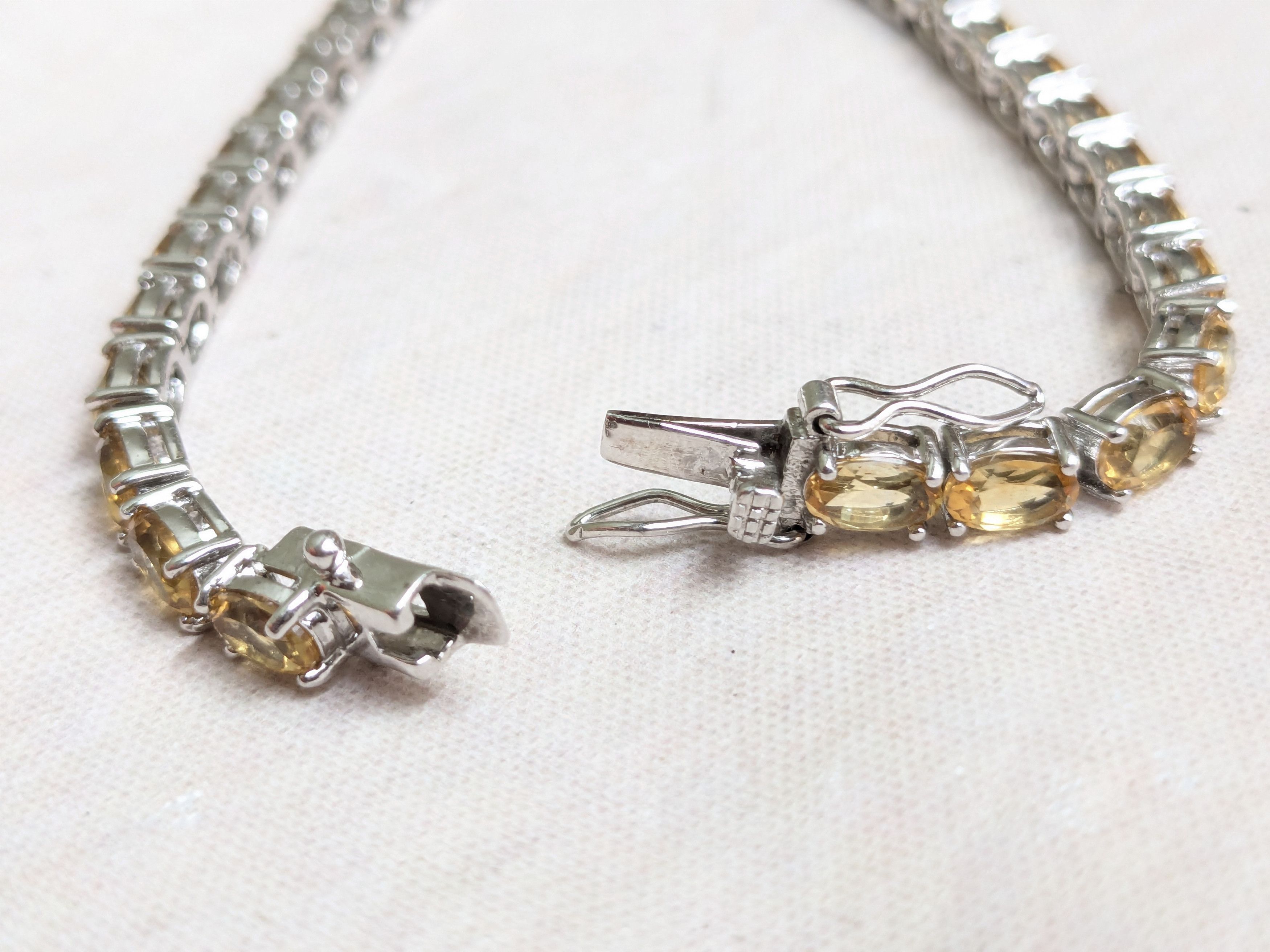 Sterling Silver Sterling Silver Tennis Bracelet Yellow Citrine Oval 8 Size ONE SIZE - 12 Thumbnail