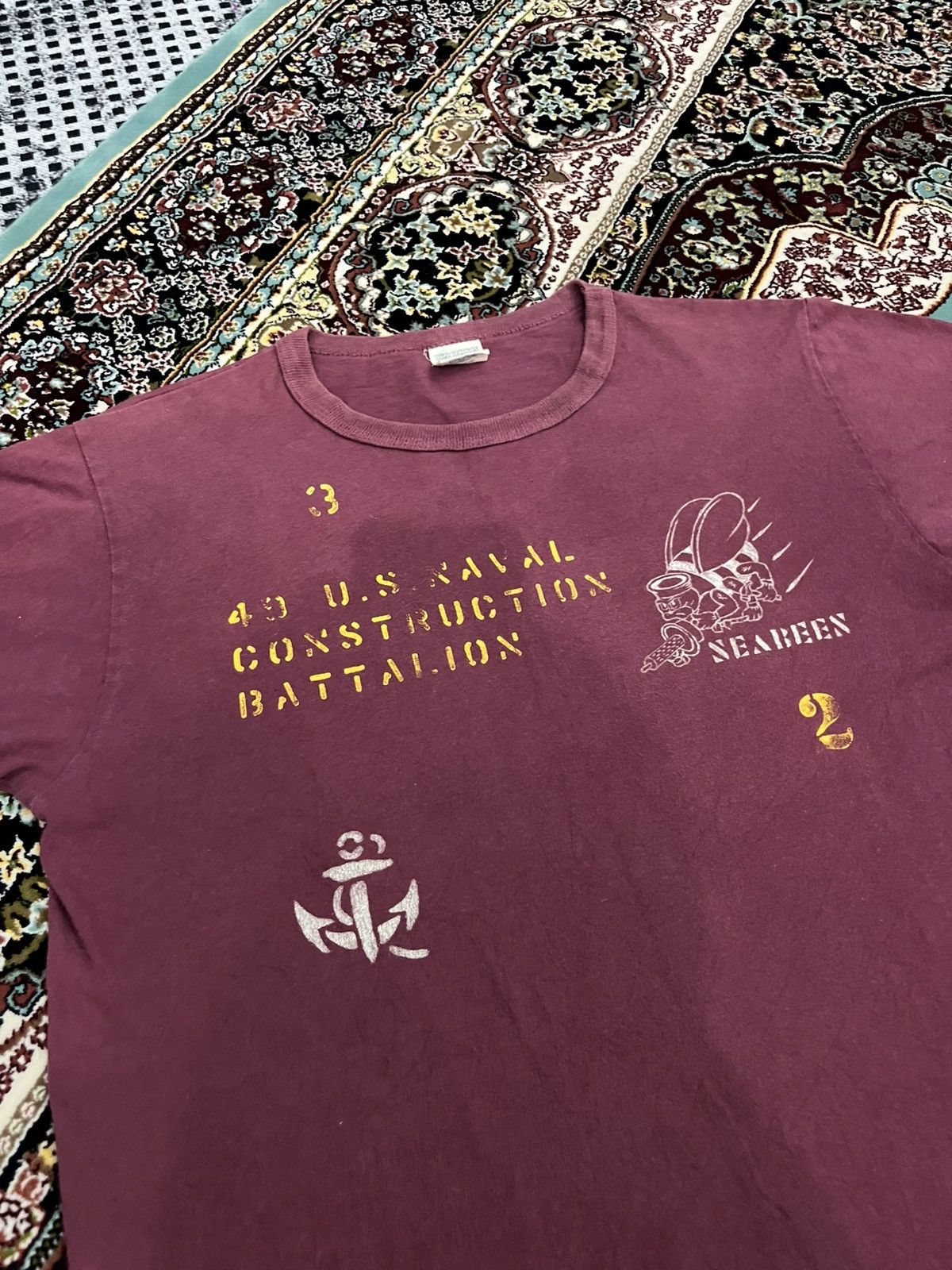 Buzz Rickson's 💥Faded Maroon US naval construction battalion BUZZ RICKSONS Size US S / EU 44-46 / 1 - 3 Thumbnail