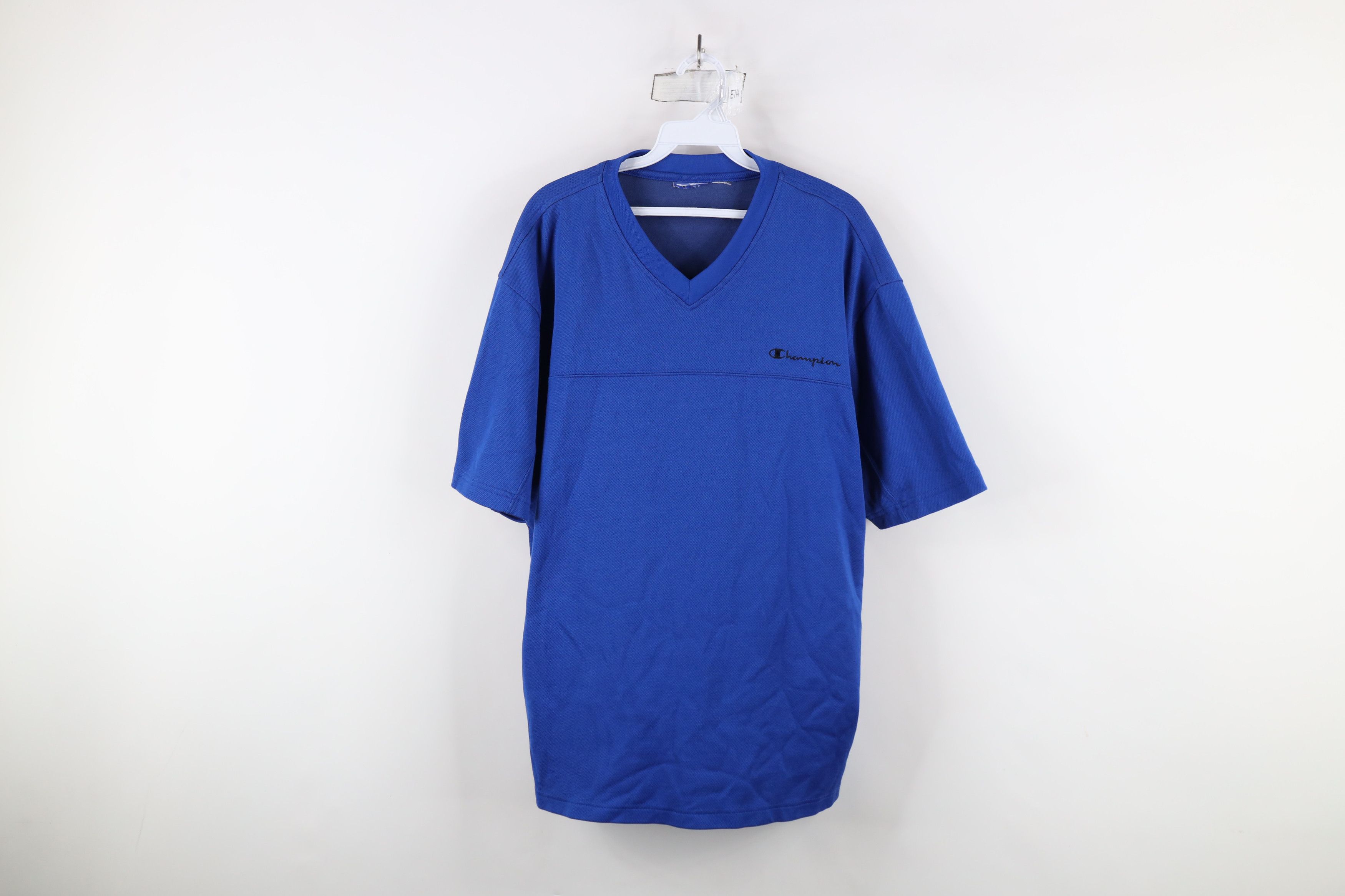 Champion × Vintage Vintage 90s Champion Jersey Knit Short Sleeve V-Neck T-Shirt Size US XL / EU 56 / 4 - 1 Thumbnail