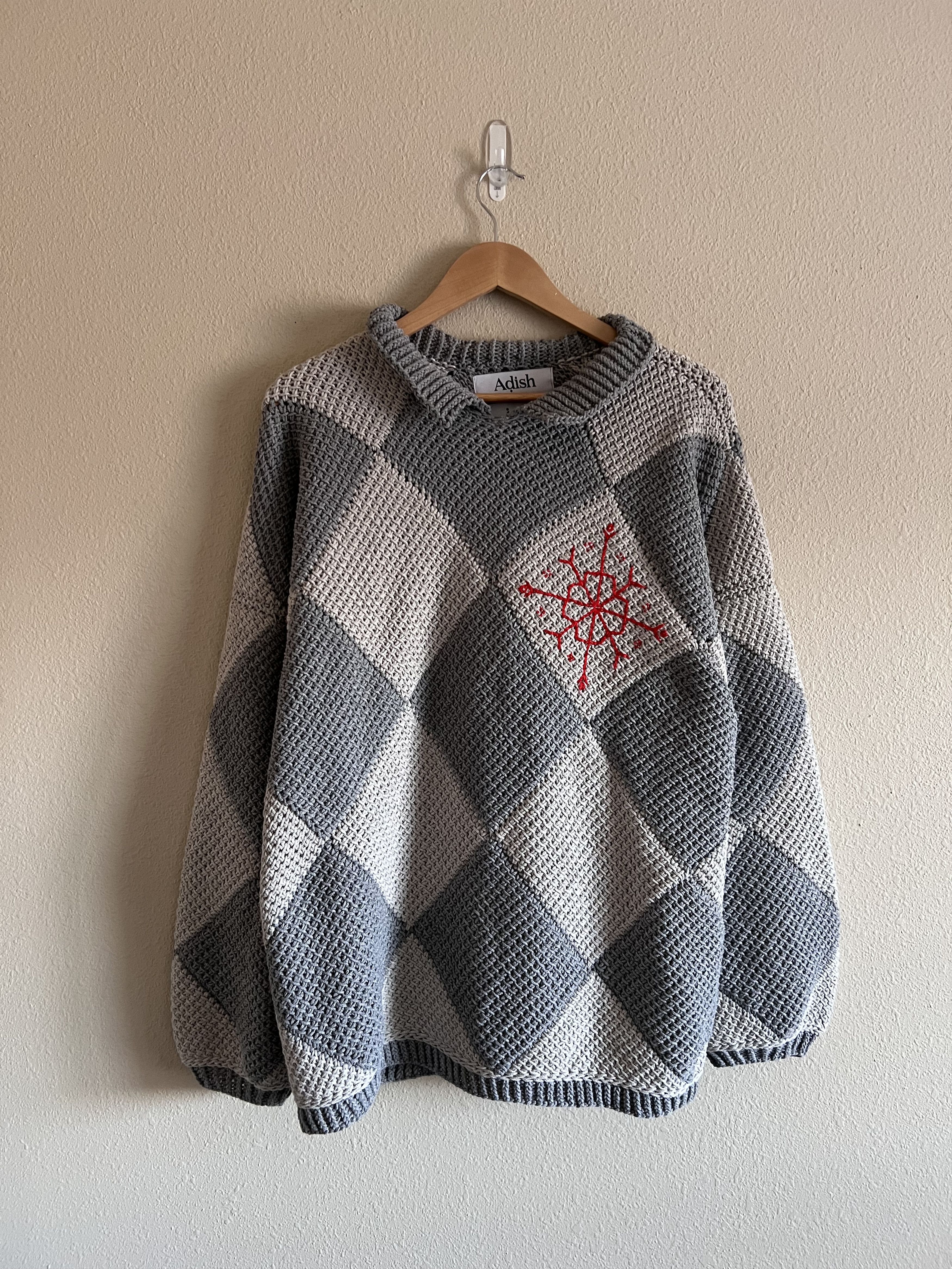 Adish Adish Iota Hand Knitted Collared Sweater in Gray Size US L / EU 52-54 / 3 - 1 Thumbnail