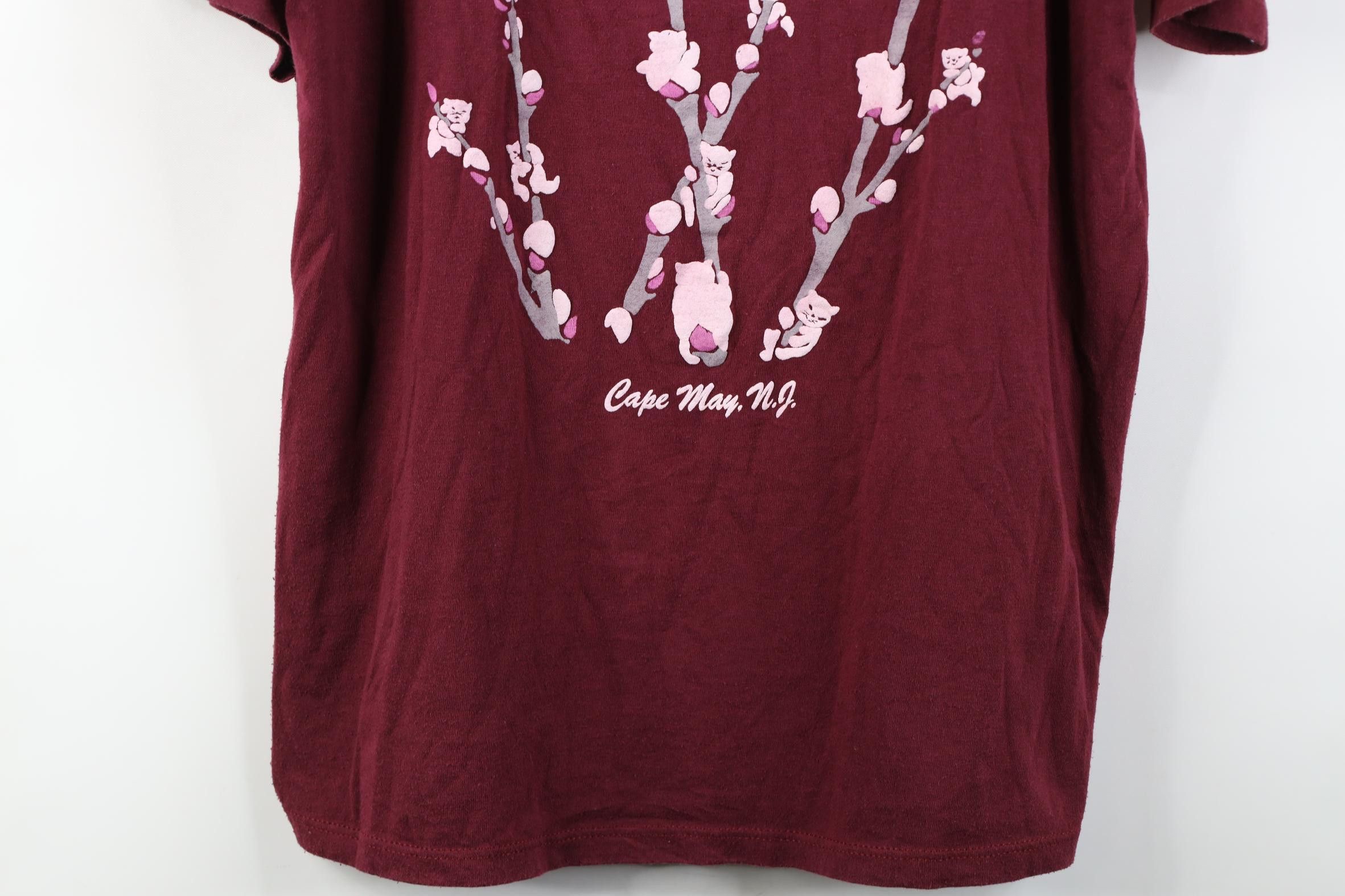 Vintage Vintage 90s Streetwear Cherry Blossom Tree Cat T-Shirt Size L / US 10 / IT 46 - 3 Thumbnail