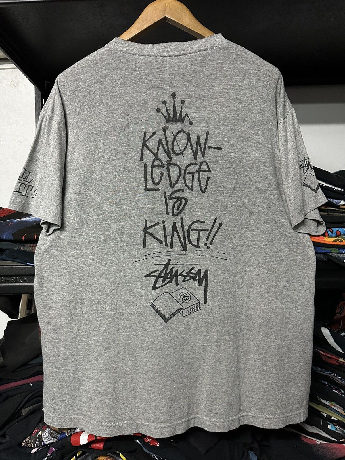 Stussy × Vintage Vintage Stussy Knowledge Is King Distressed Tee Size US XL / EU 56 / 4 - 9 Thumbnail
