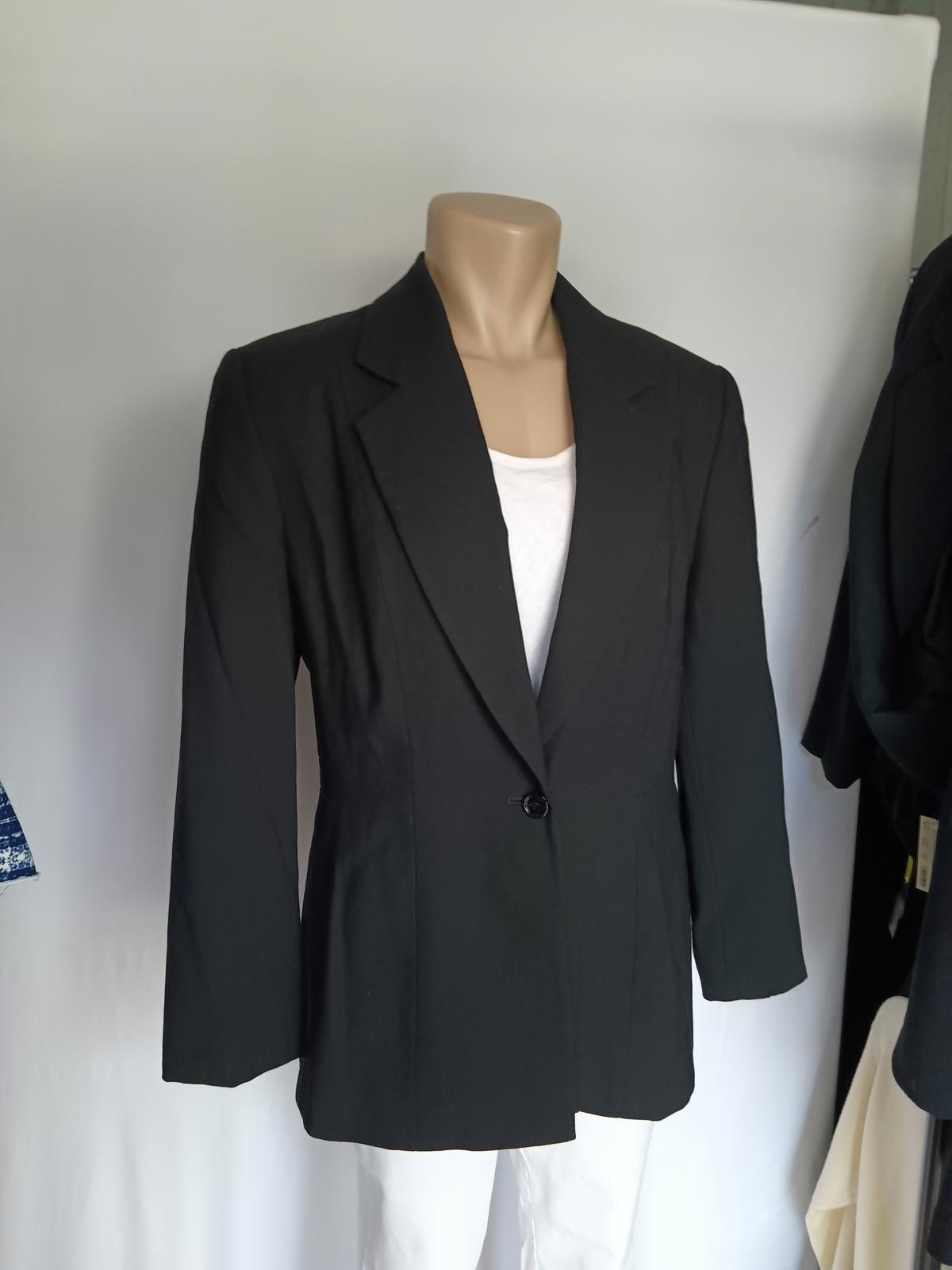 Designer Amanda Smith Women's Black Wool Blazer Size L / US 10 / IT 46 - 3 Thumbnail