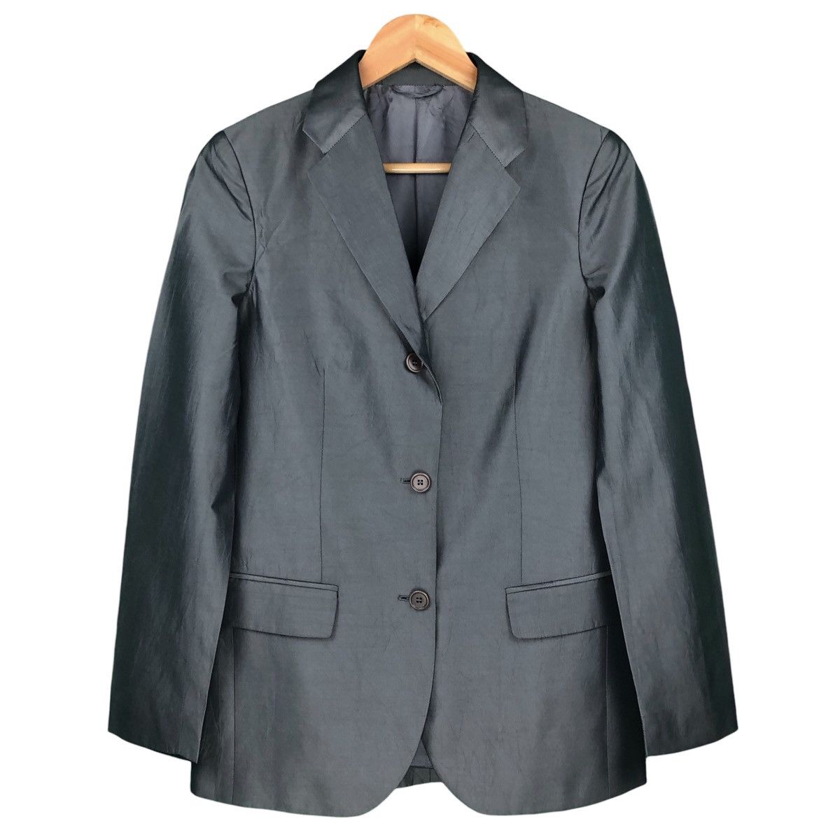Helmut Lang Helmut Lang Metallic Silk Polyester Blazer Jacket Italy Size S / US 4 / IT 40 - 1 Thumbnail
