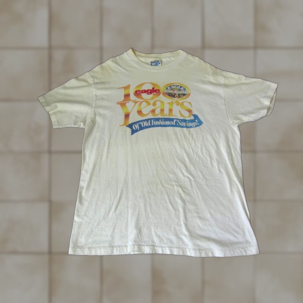 Hanes VINTAGE Hanes Shirt Mens Adult Large White 90s Eagle Crew Neck Short Sleeve California 80s 90s Men’s Shirt Size US L / EU 52-54 / 3 - 1 Thumbnail