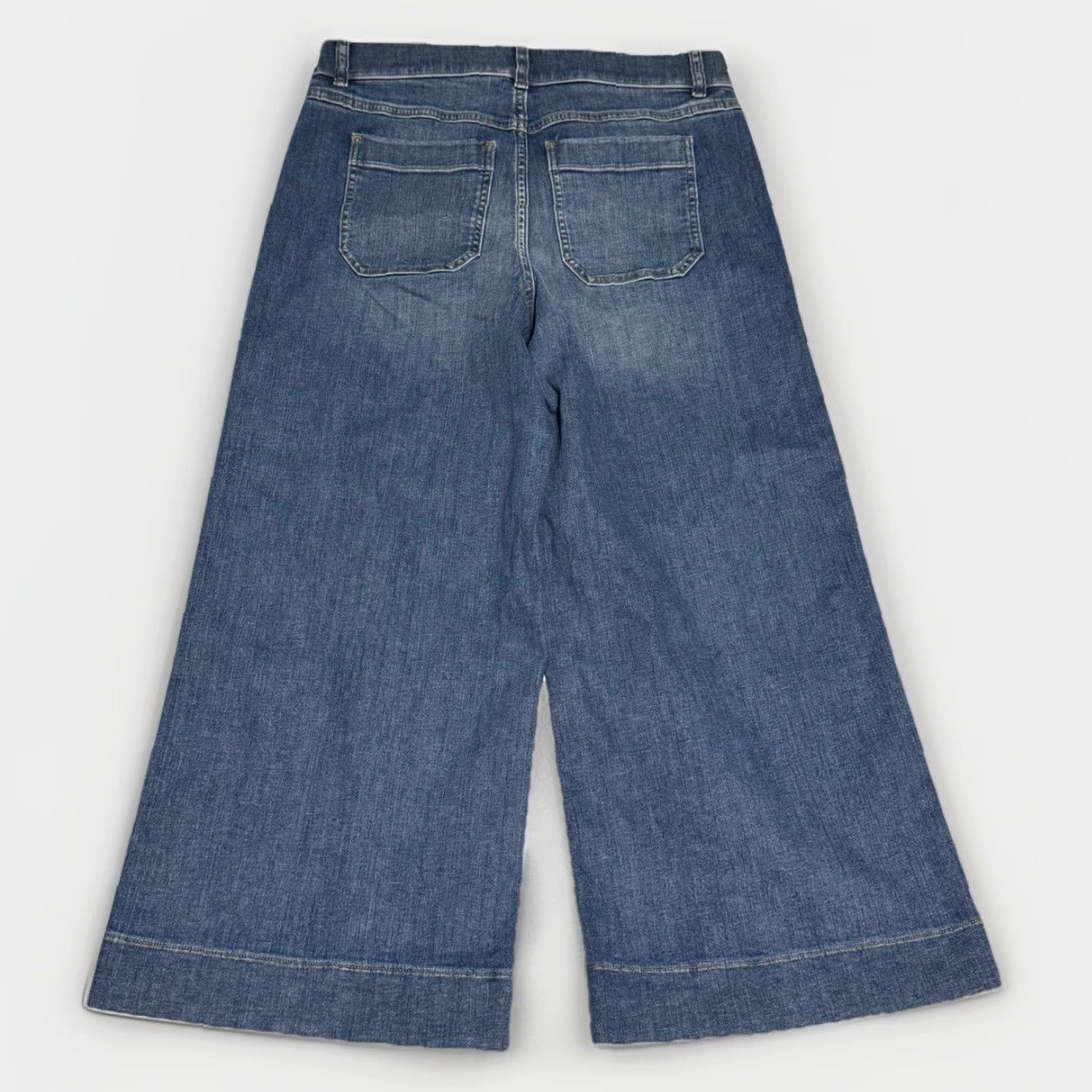 Spanx SPANX Women's Petite Large Blue Wide Leg Crop Jeans Pull-On Denim Pants Flare Stretch Size 36" / US 14 / IT 50 - 7 Thumbnail