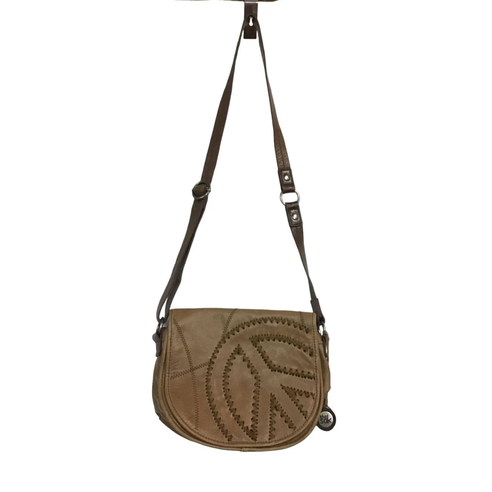 The Sak VINTAGE The Sak Leather Purse Crossbody Womens Brown N/A Good 1892 Peace Sign Crossbody Bag Women Size ONE SIZE - 2 Thumbnail