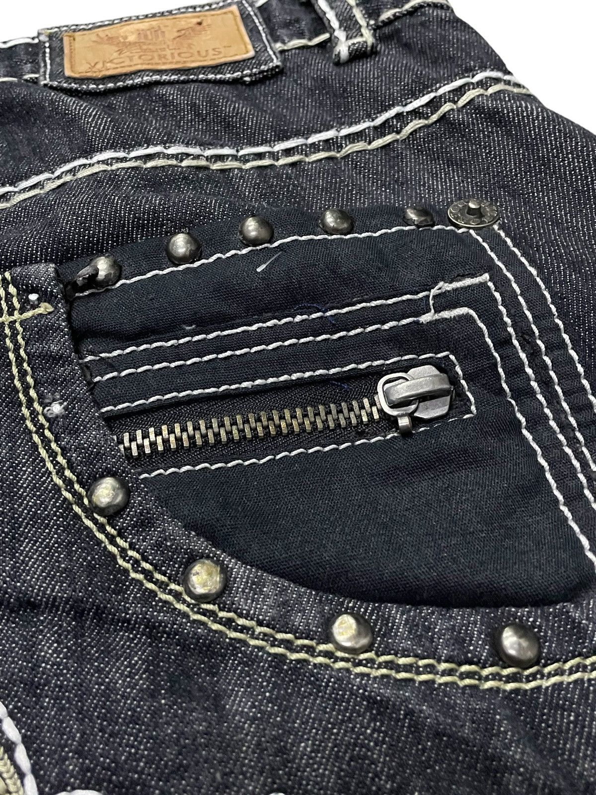 Designer × Japanese Brand Victorious Japan Heavy Thick Stitch Stud Large Poket Jeans Size US 34 / EU 50 - 18 Thumbnail