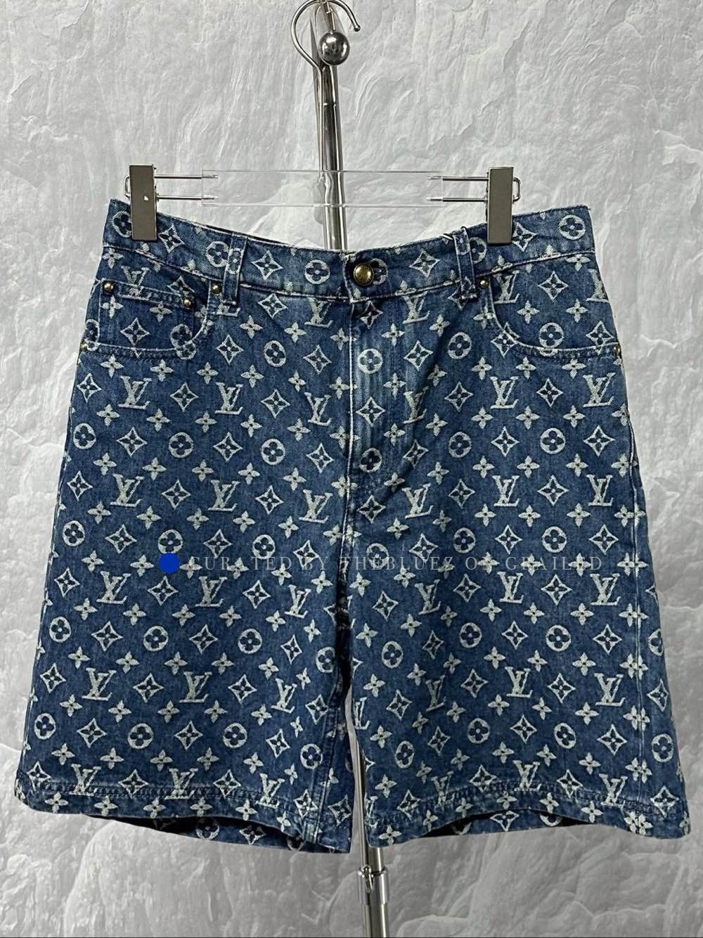 Louis Vuitton Blue Denim Patterned Shorts Size US 32 / EU 48 - 1 Thumbnail