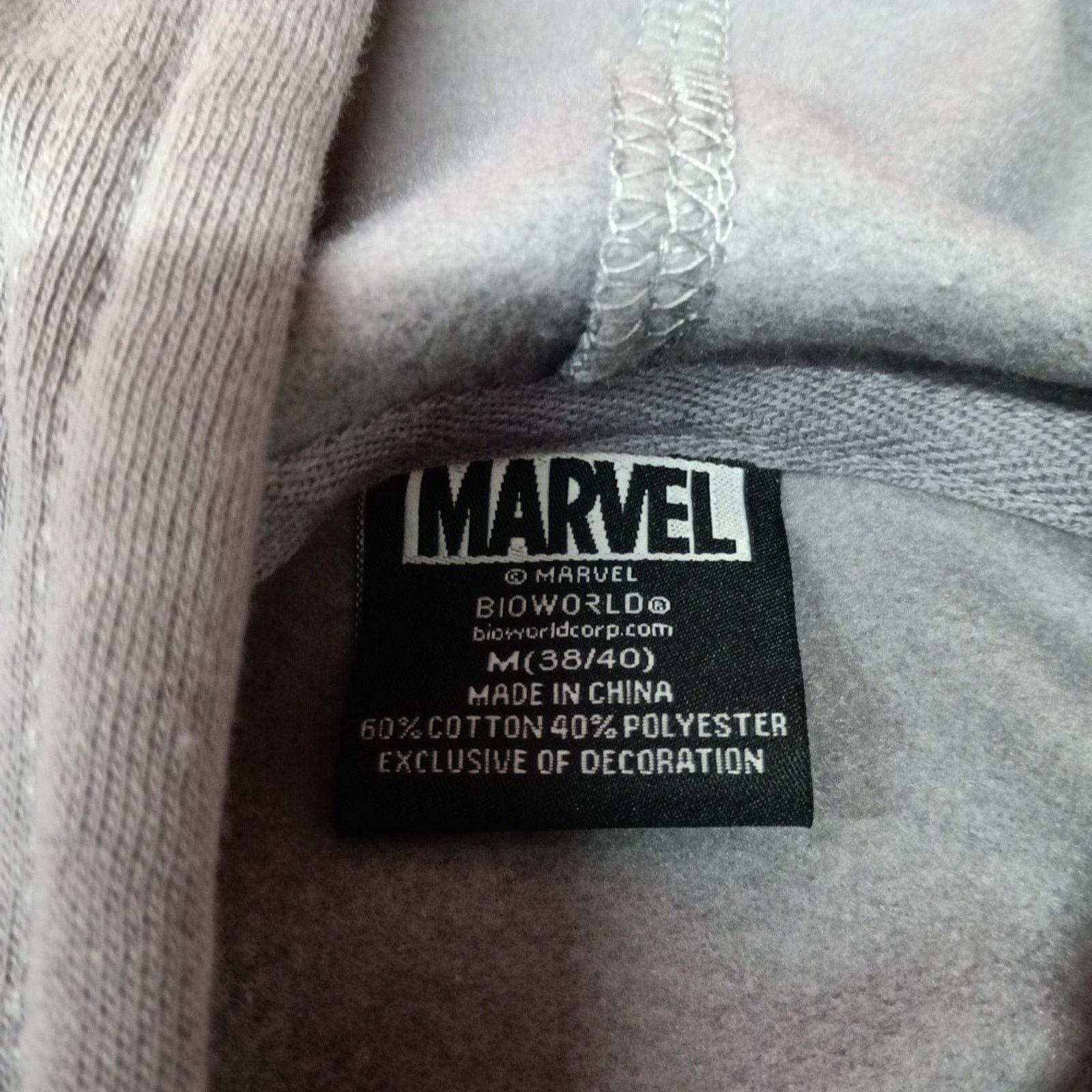 Marvel Comics Marvel Spider-Man Hoodie Gray Embroidered Logo Men M (38/40) Size US M / EU 48-50 / 2 - 5 Thumbnail