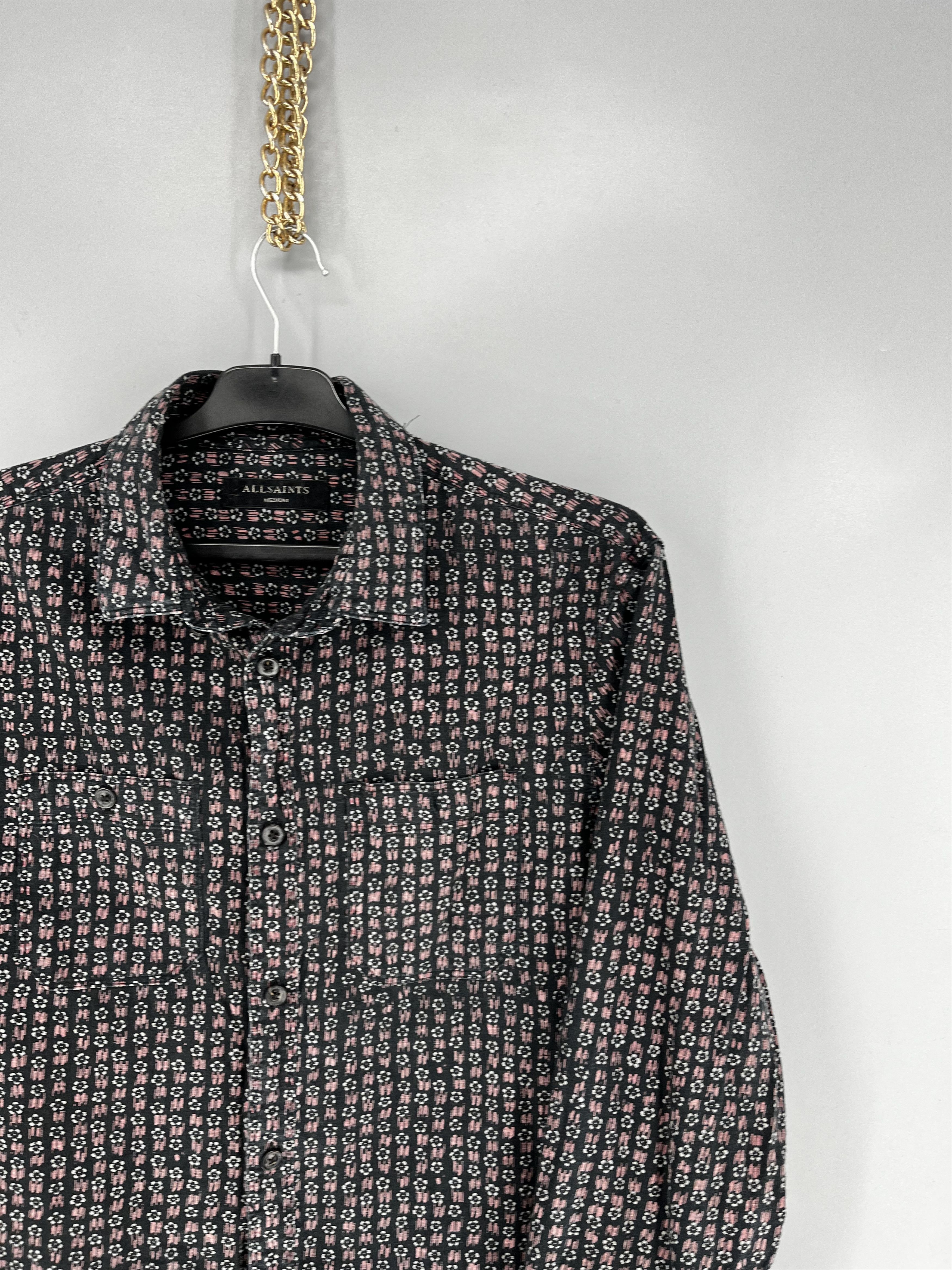 Allsaints AllSaints Gray Button Up Floral Geometric All Over Print Size US M / EU 48-50 / 2 - 5 Thumbnail