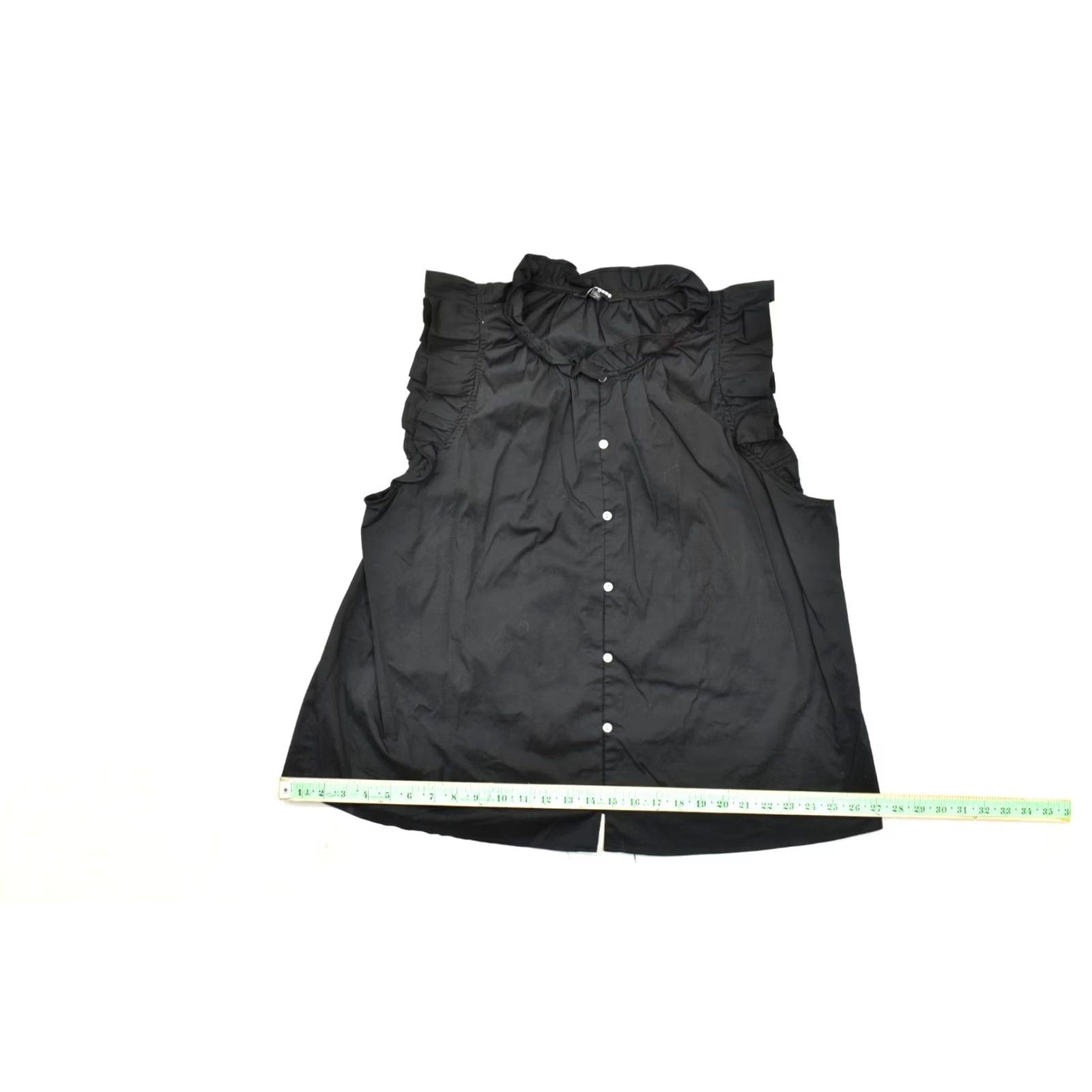 Express Express Blouse Women's XL Black Ruffle Sleeveless Button Up Cotton Blend Top Size XL / US 12-14 / IT 48-50 - 5 Thumbnail
