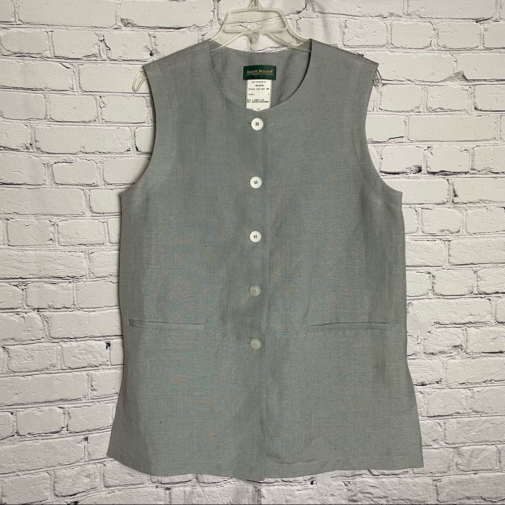 Harve Benard New Harve Benard Blue Linen Vest Size 12 Size XL / US 12-14 / IT 48-50 - 5 Thumbnail