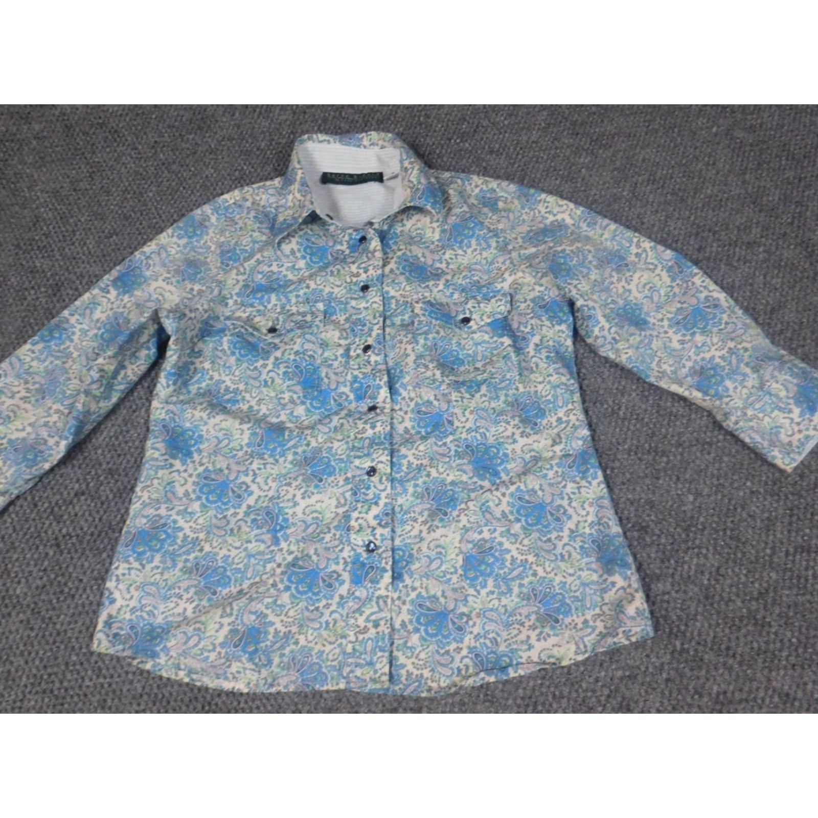 Vintage Harve Benard Womens Blouse Small blue floral button down Size S / US 4 / IT 40 - 3 Thumbnail