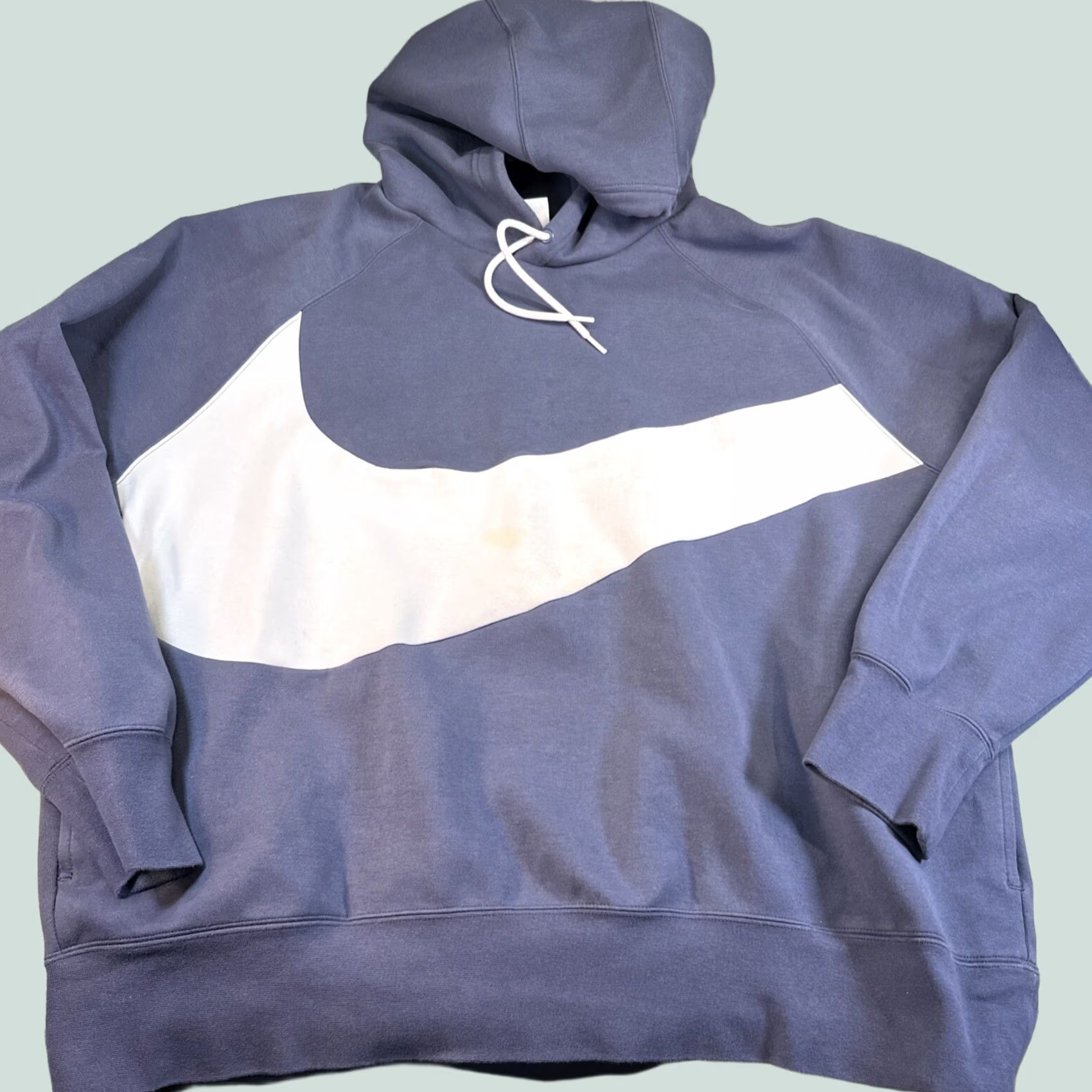 Nike Nike Hoodie Blue Big Swoosh 2XL Mens Pullover Hooded Solid Fleece Pockets Retro VTG Style Size US XXL / EU 58 / 5 - 1 Thumbnail