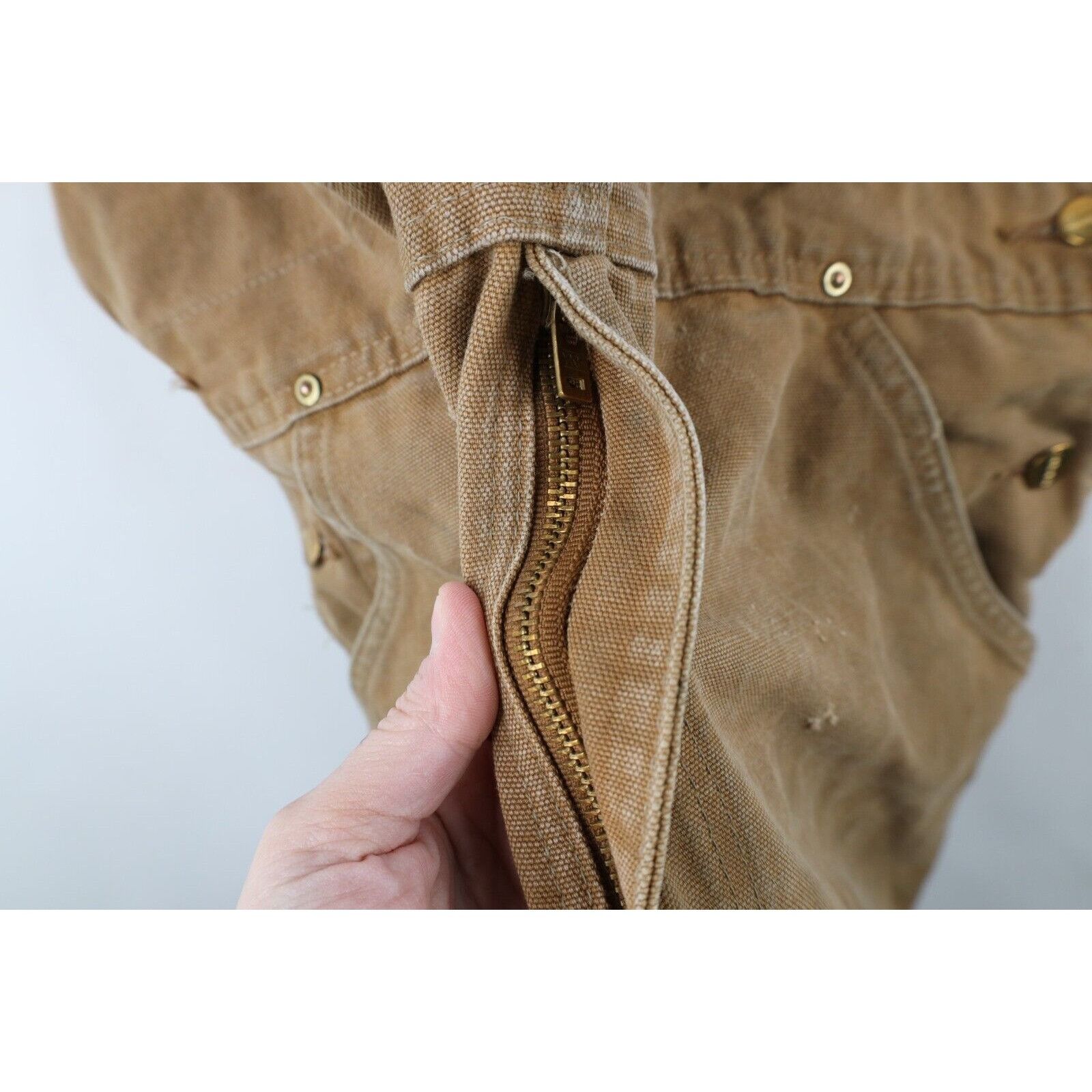 Carhartt × Vintage Vintage Carhartt Thrashed Canvas Double Knee Overalls Size US 36 / EU 52 - 12 Thumbnail
