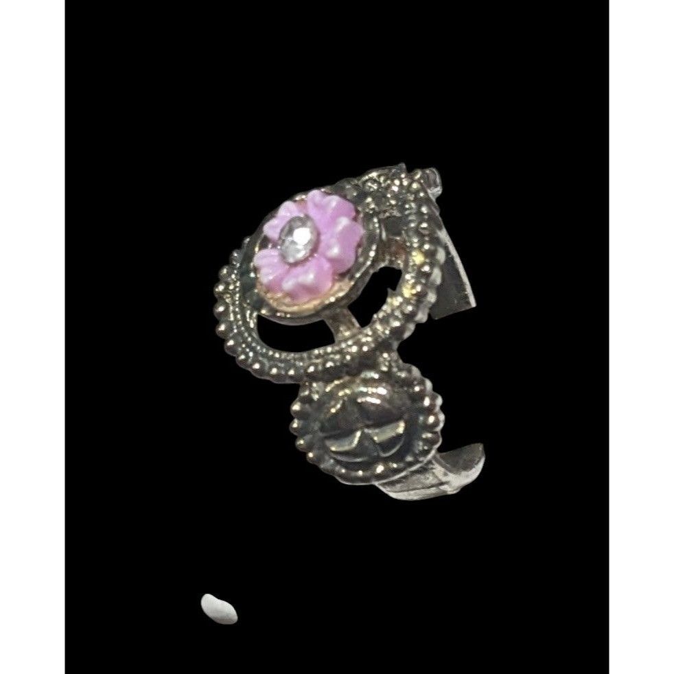 Other Purple Floral And Silver Tone Fashion Ring Size 4 1/2 Size ONE SIZE - 9 Thumbnail