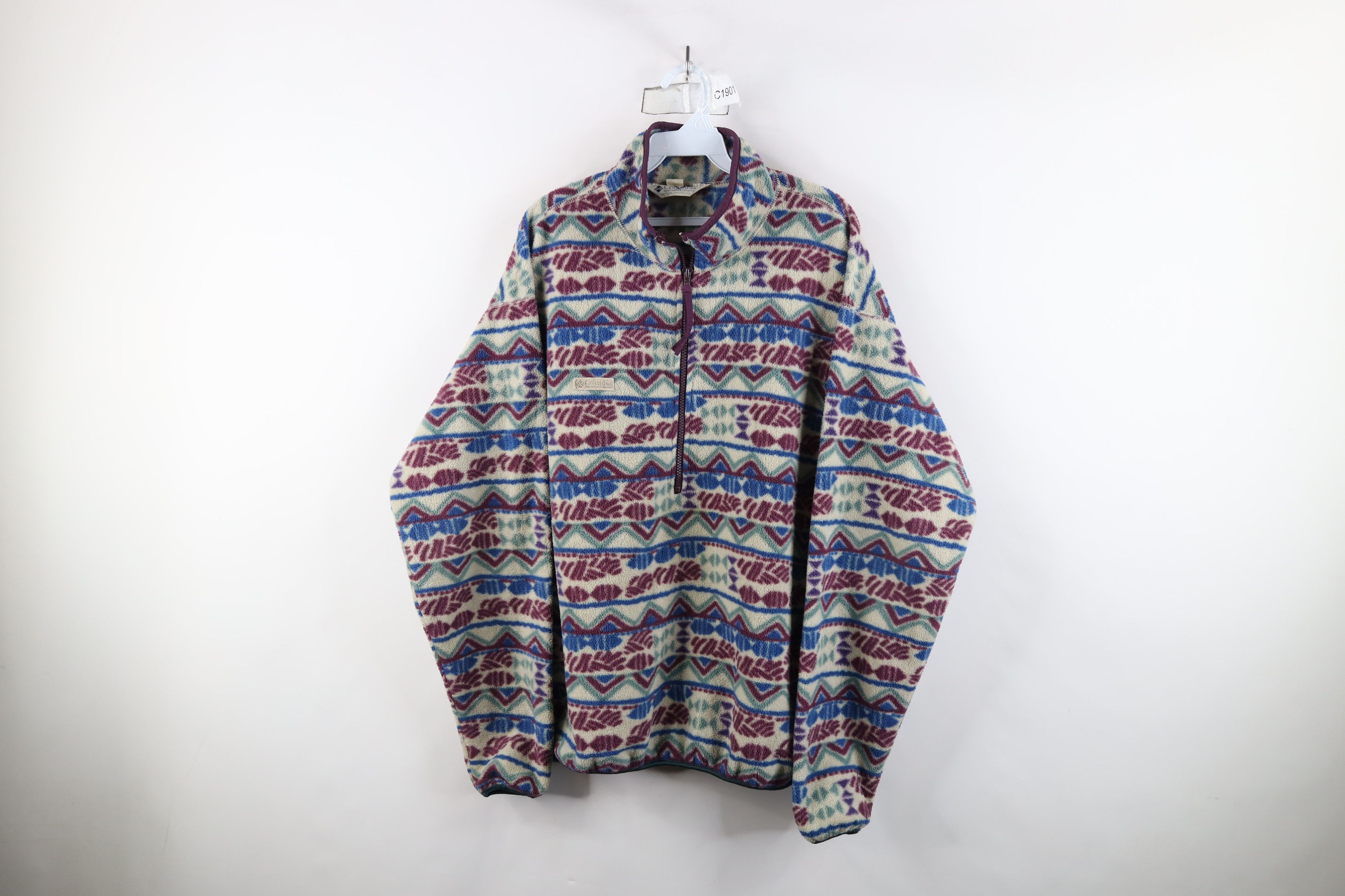 Columbia × Vintage Vintage 90s Columbia Southwestern Zip Fleece Sweater USA Size US L / EU 52-54 / 3 - 1 Thumbnail